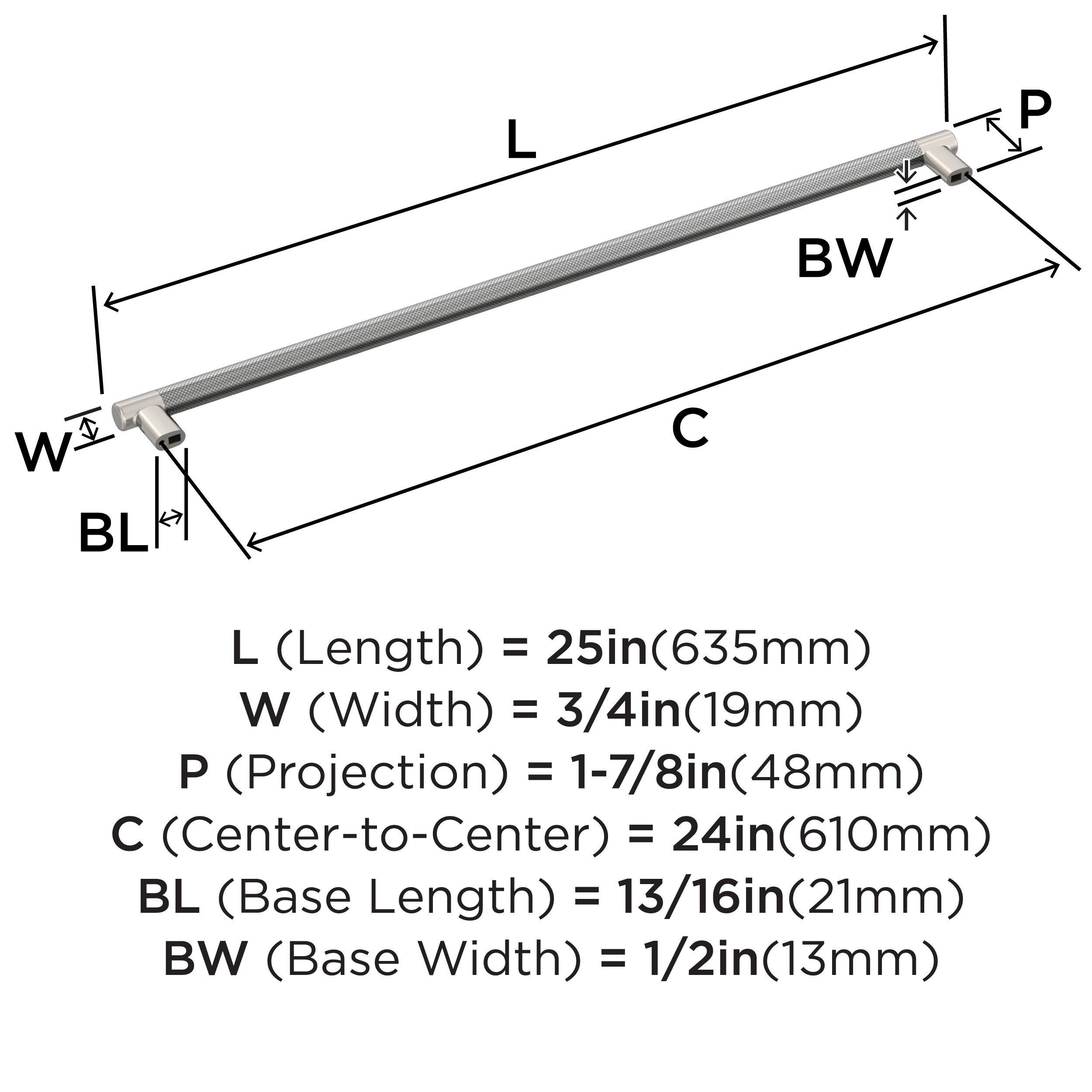 Amerock Esquire 24 inch (610mm) Center-to-Center Polished Nickel/Stainless Steel Appliance Pull