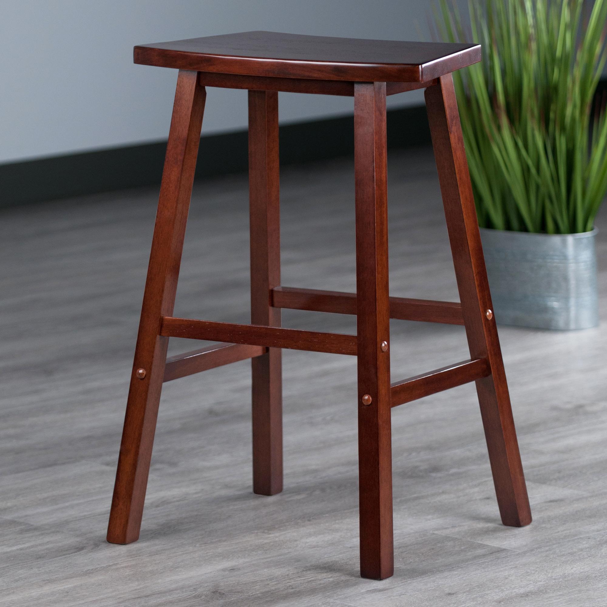 29" Katashi Fan Shape Barstool Walnut - Winsome: Solid Wood, Kitchen, Counter Height