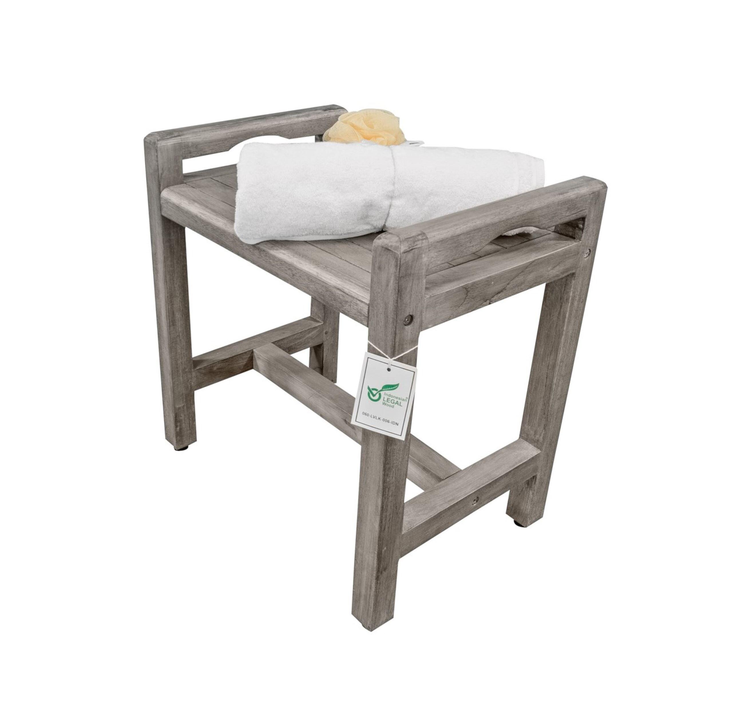 CoastalVogue 20'' W Teak Shower Bench with LiftAide