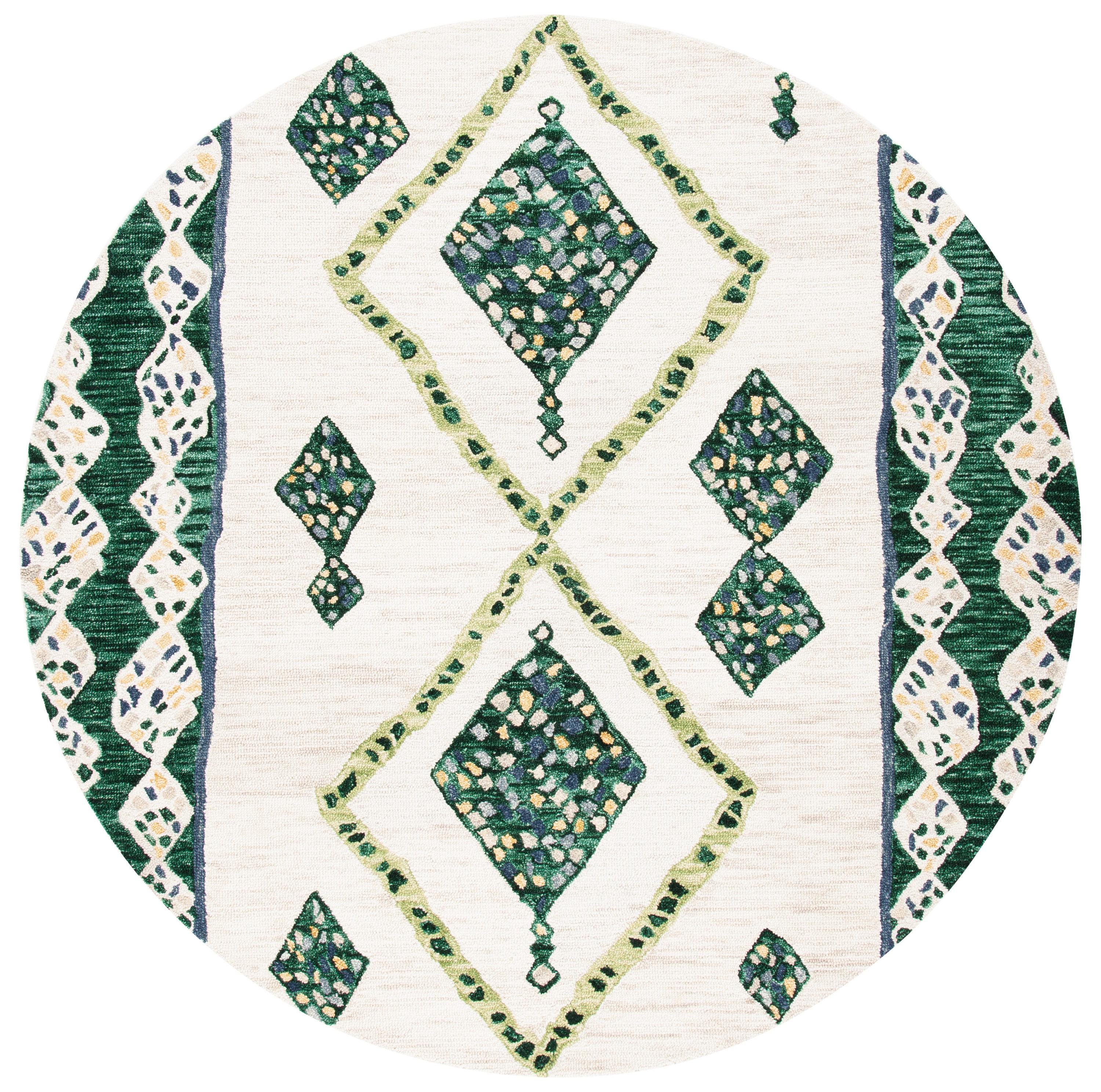 Aspen APN702 Hand Tufted Area Rug - Green/Ivory - 7' round - Safavieh.