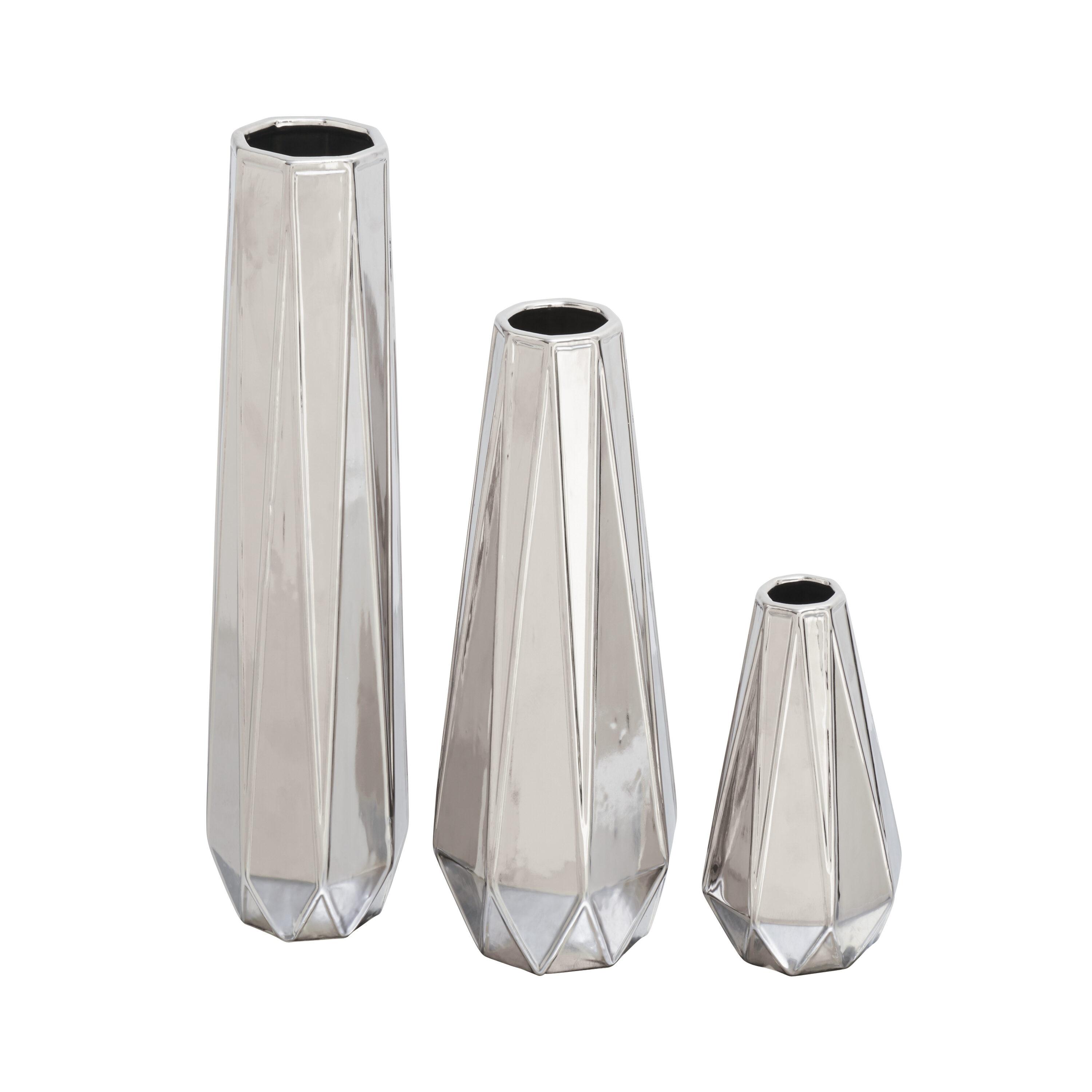 Ceramic Faceted Geometric Decorative Vase Set