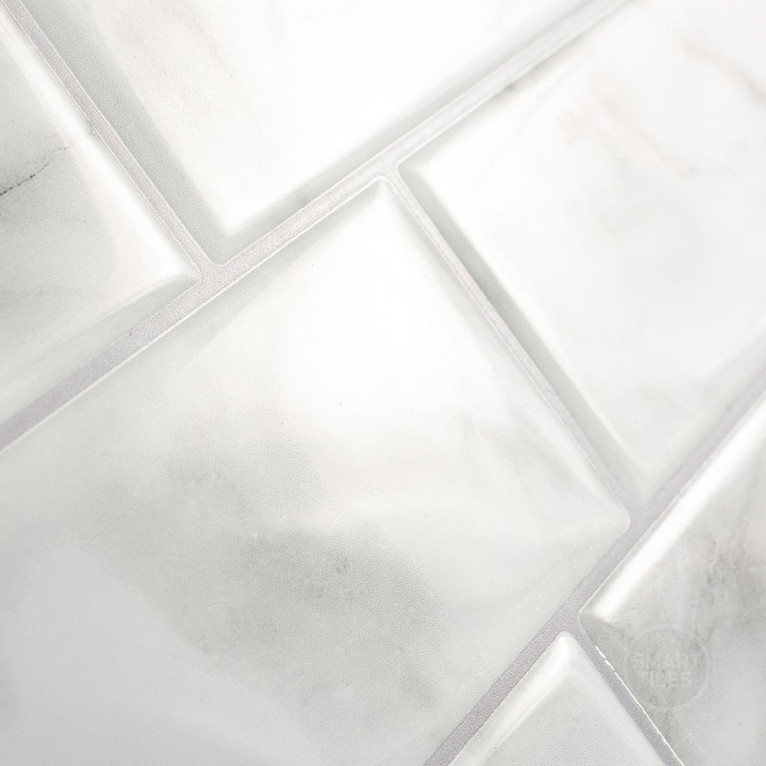 Smart Tiles 11.56'' X 8.38'' Self Adhesive 3D Peel and Stick Backsplash Tiles Off White: Vinyl Wall Pop Stick-On Tile