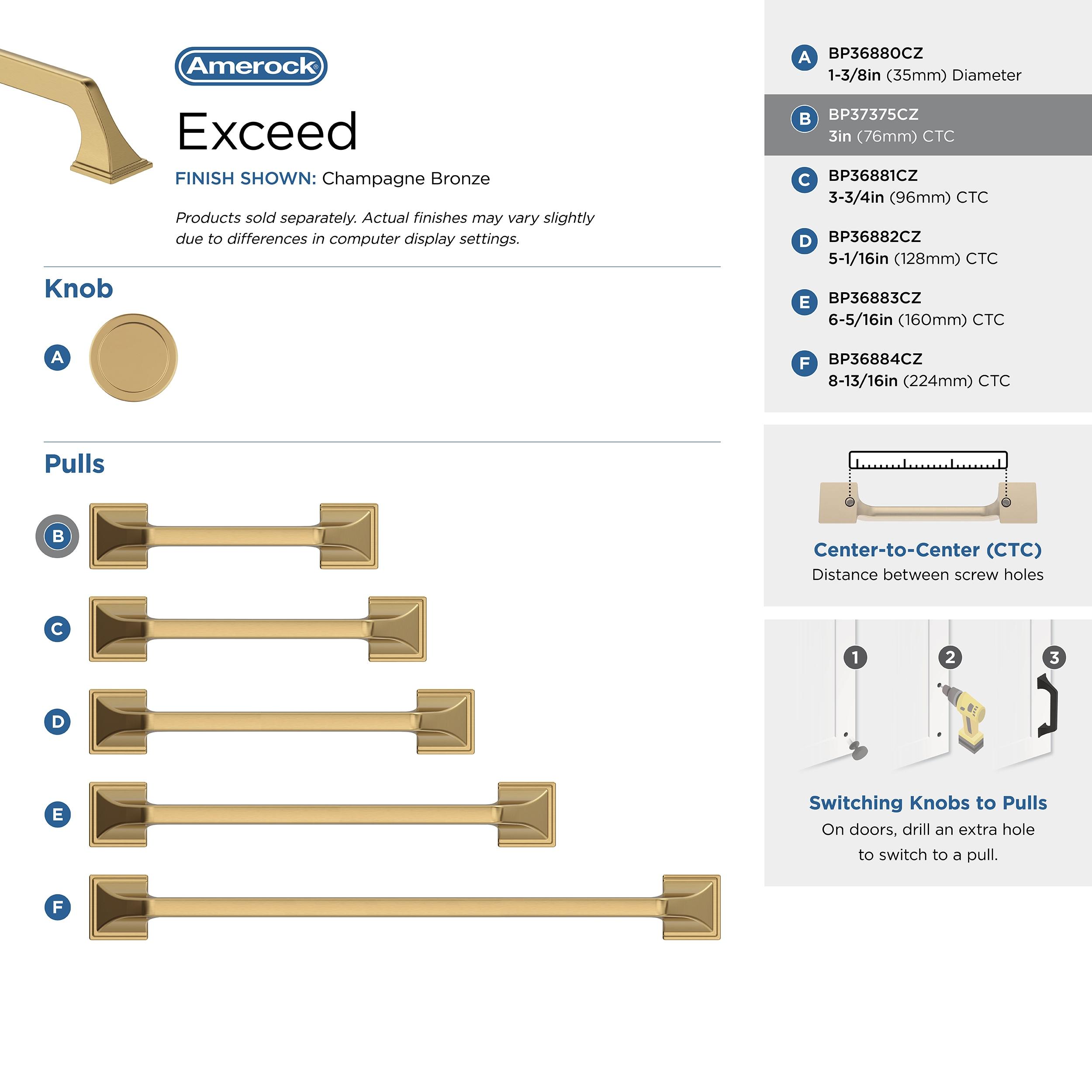 Exceed 3 in (76 mm) Center-to-Center Cabinet Pull