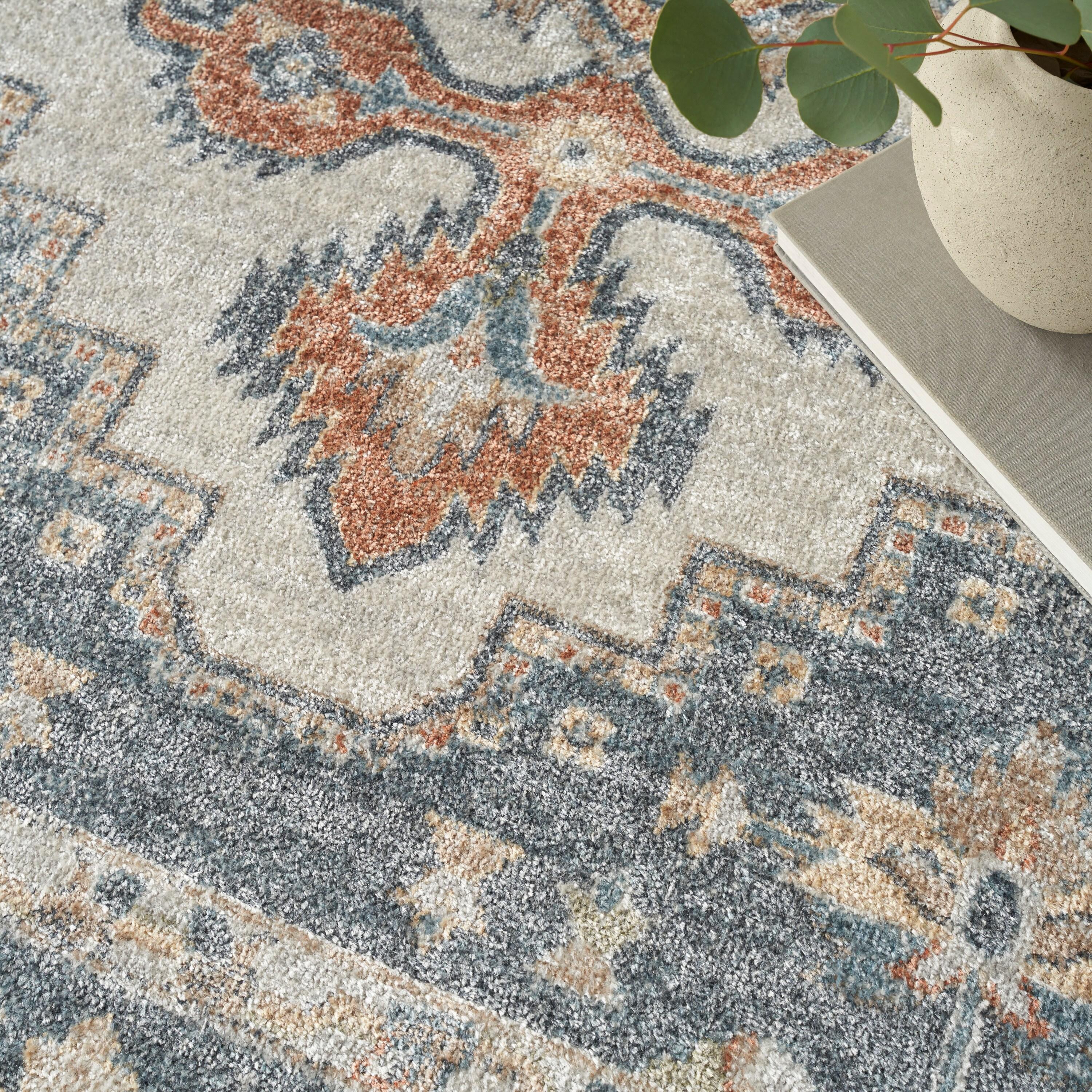 Nourison Astra Machine Washable Vintage Persian Indoor Rug Grey/Gold 9' x 12'