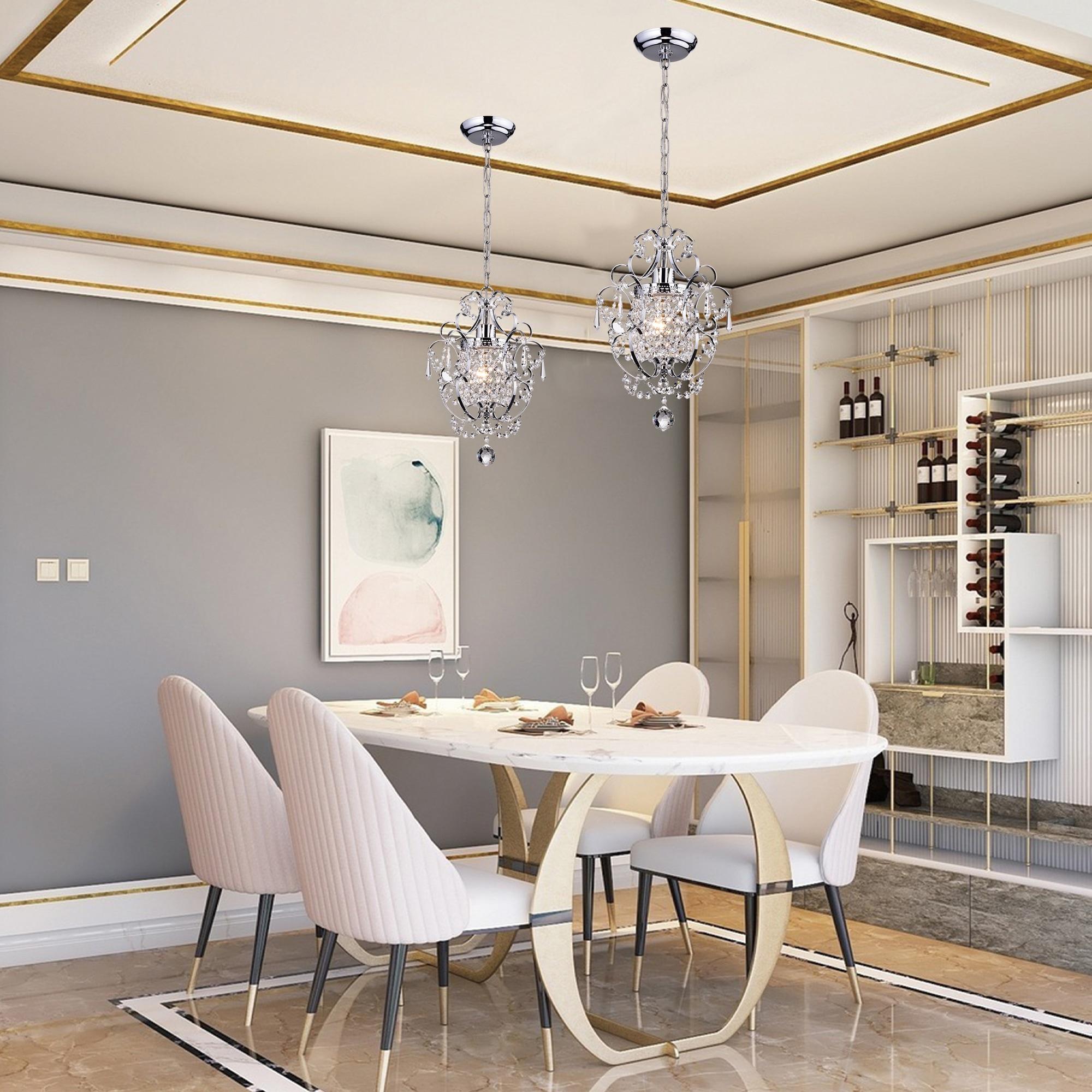 Edvivi Lighting Chrome Finish 1-Light Glam Mini Pendant with Crystal