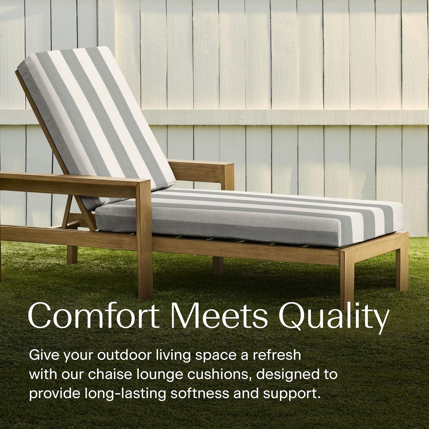 Hokku Designs Outdoor Chaise Lounge, 22.5 X 70, Stripe Stone Grey Chair Cushion For Patio Furniture