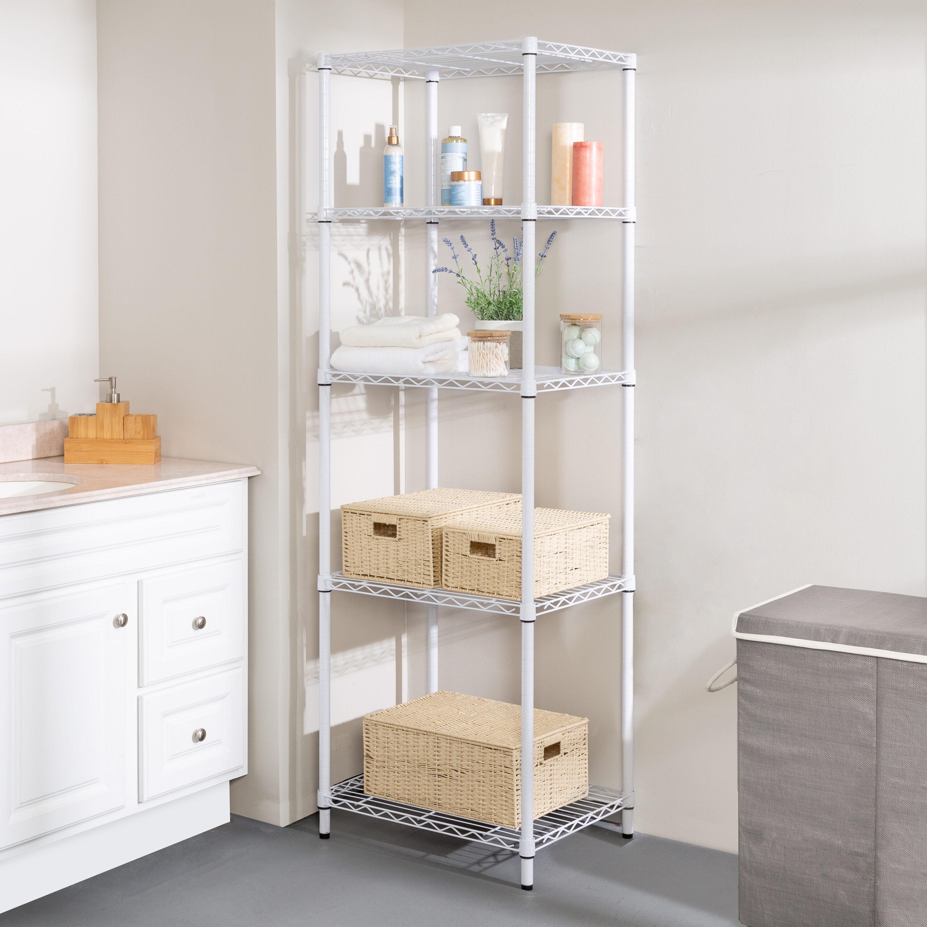 Honey-Can-Do 5-Shelf Steel Heavy Duty Adjustable Storage Shelves, White, Holds up to 250 lb per Shelf