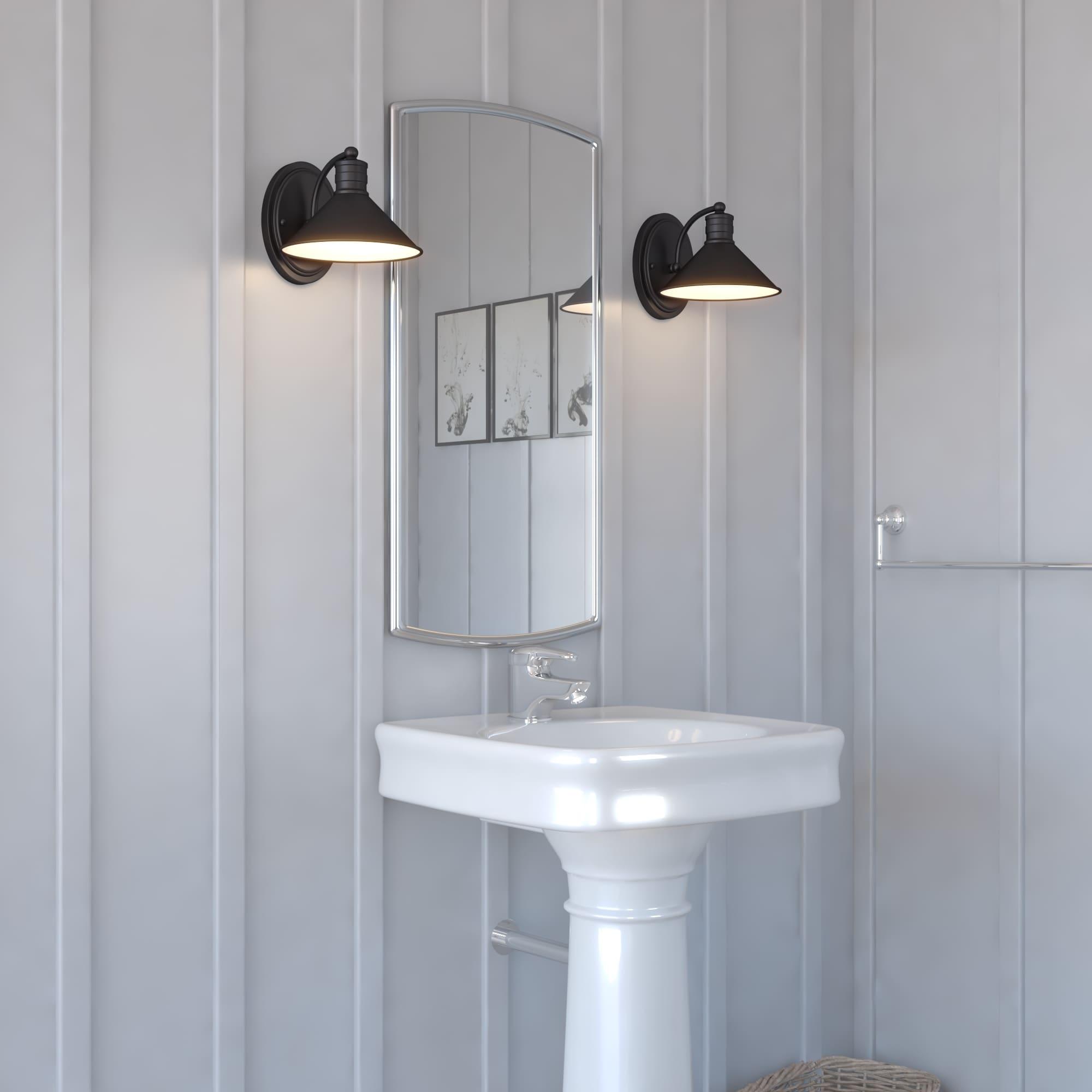 Vaxcel Akron 1 Light Bronze Farmhouse Barn Bathroom Wall Fixture