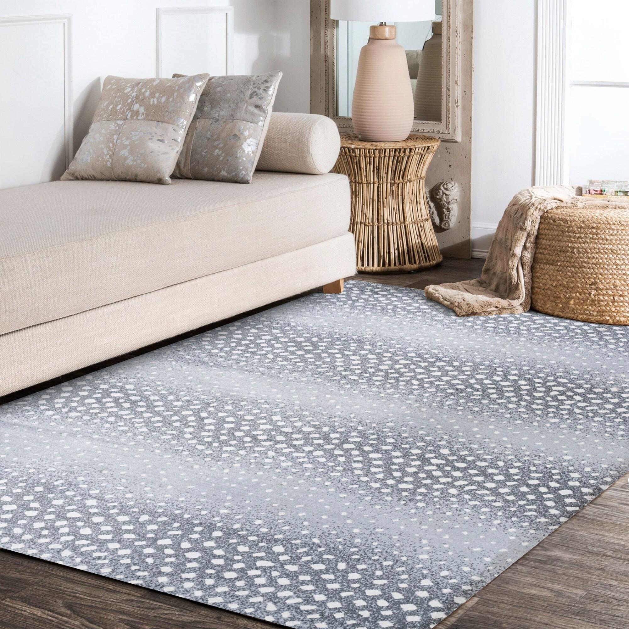 3'x 5' Antelope Modern Animal Area Rug, Light Gray/Cream - JONATHAN Y