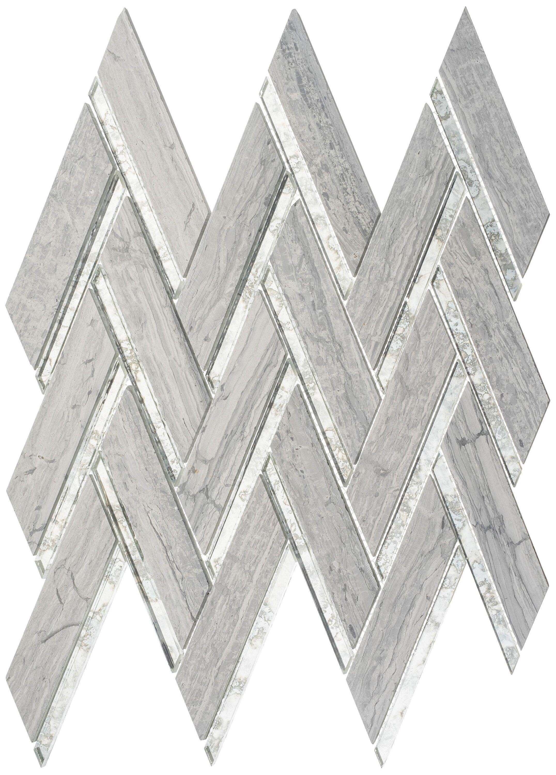 Skylar Stone and Mirror Glass Mosaic Shower Walls, Kitchen Backsplash, Wall and Floor Tile