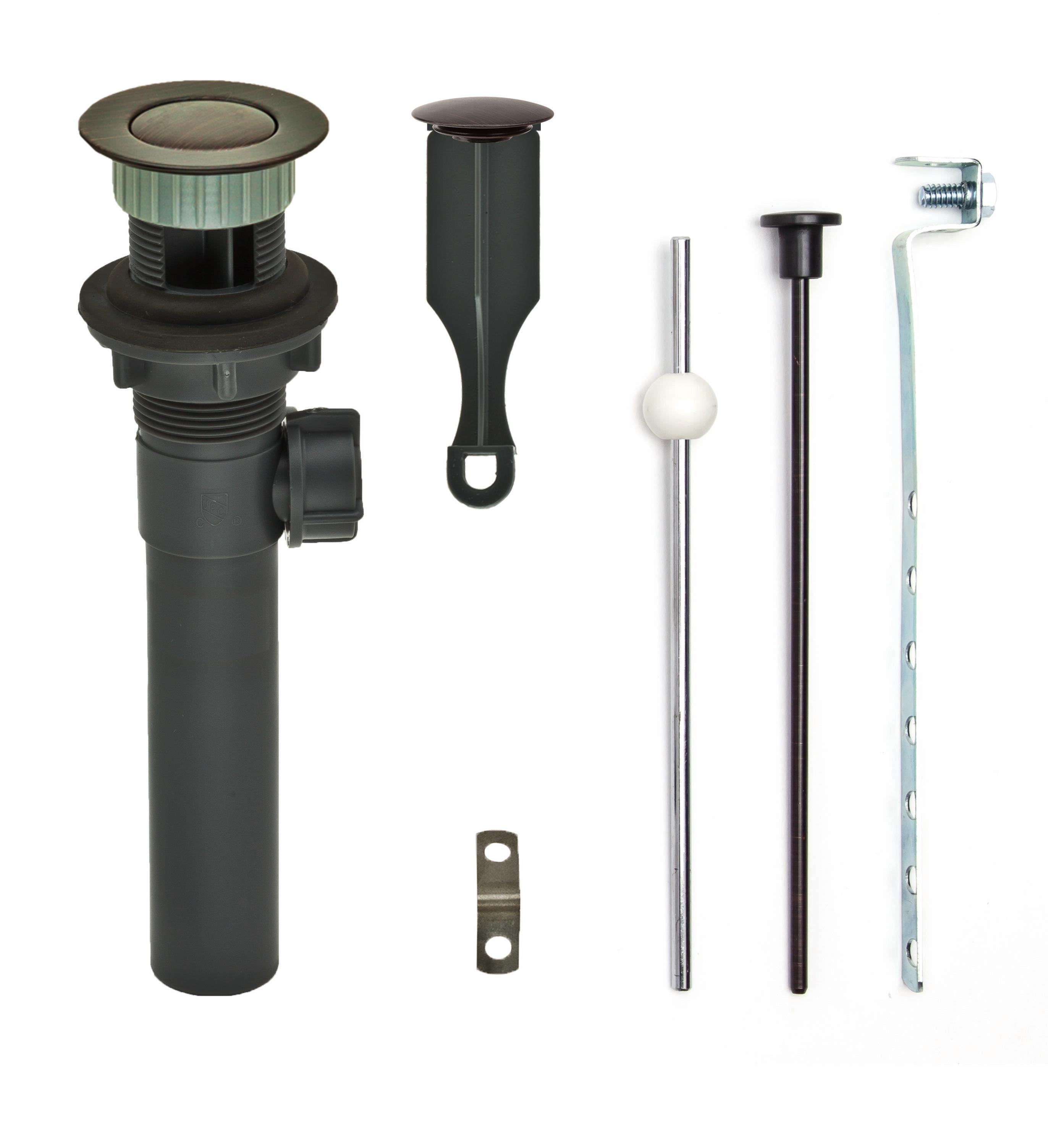 PF WaterWorks PF0735-ORB-GR, Gray ABS Body Bathroom Sink/Lavatory Pop-Up Drain with Ball Lift Rod | With Overflow | CUPC Listed, Oil Rubbed Bronze