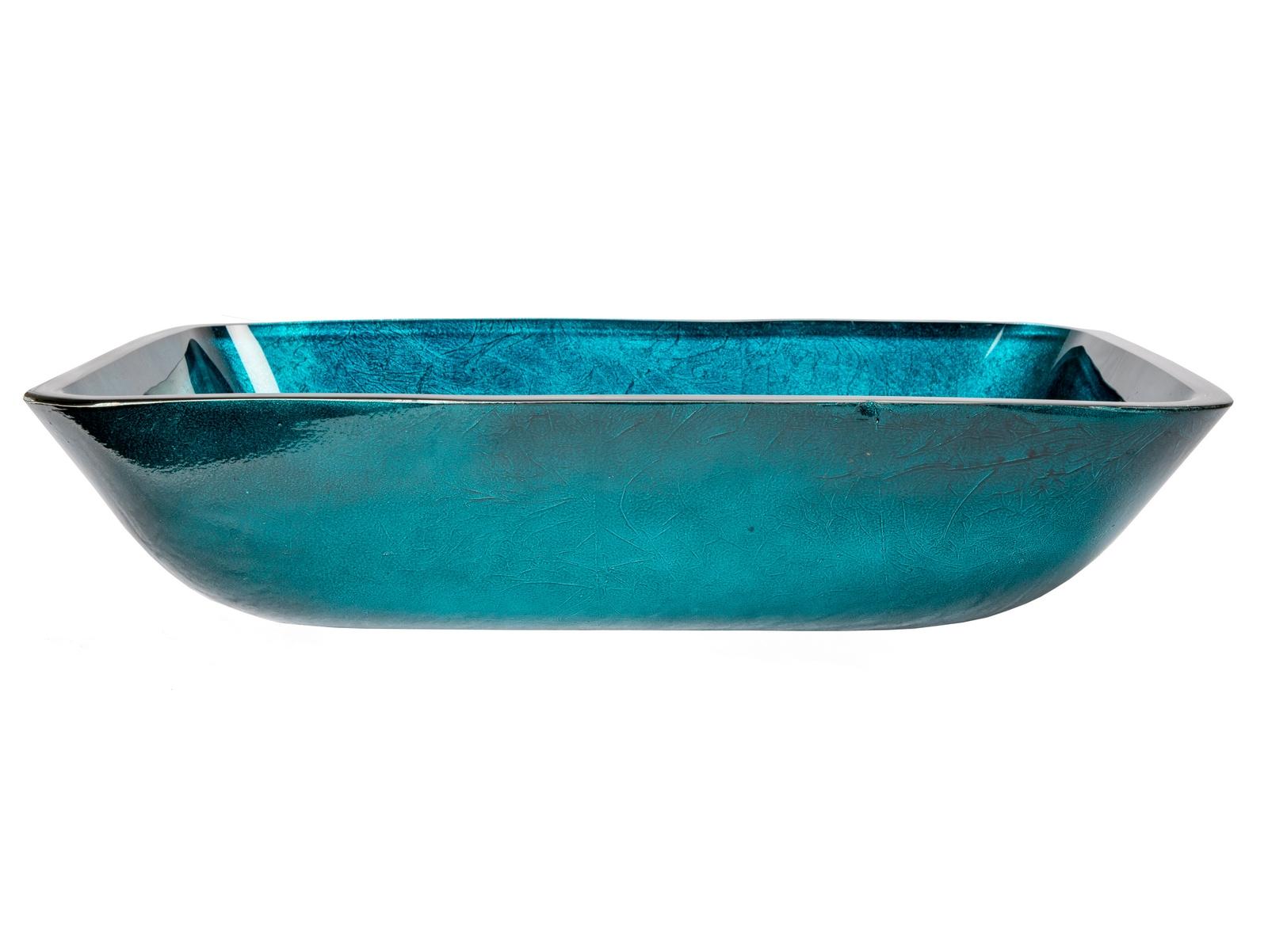 Eden Bath 13.13'' Turquoise Tempered Glass Rectangular Bathroom Sink