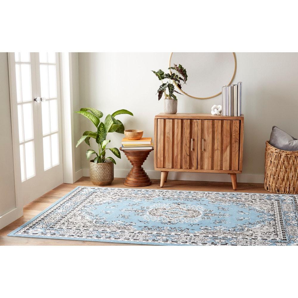 Home Dynamix Premium Sakarya Traditional Medallion Area Rug, Blue/Grey, 9'2"x12'5"