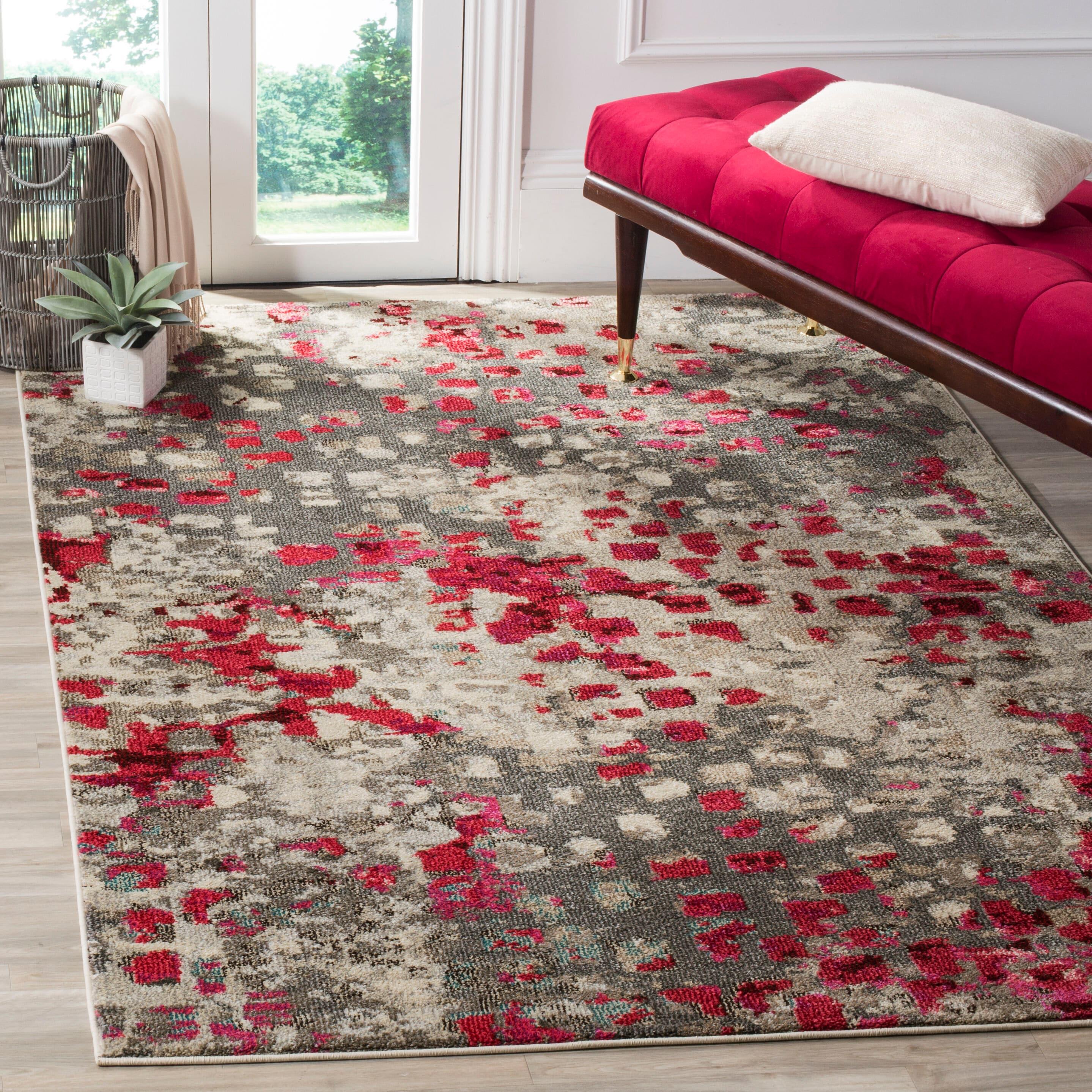 Monaco MNC225 Power Loomed Indoor Area Rug - Grey/Fuchsia - 5'1"x7'7" - Safavieh