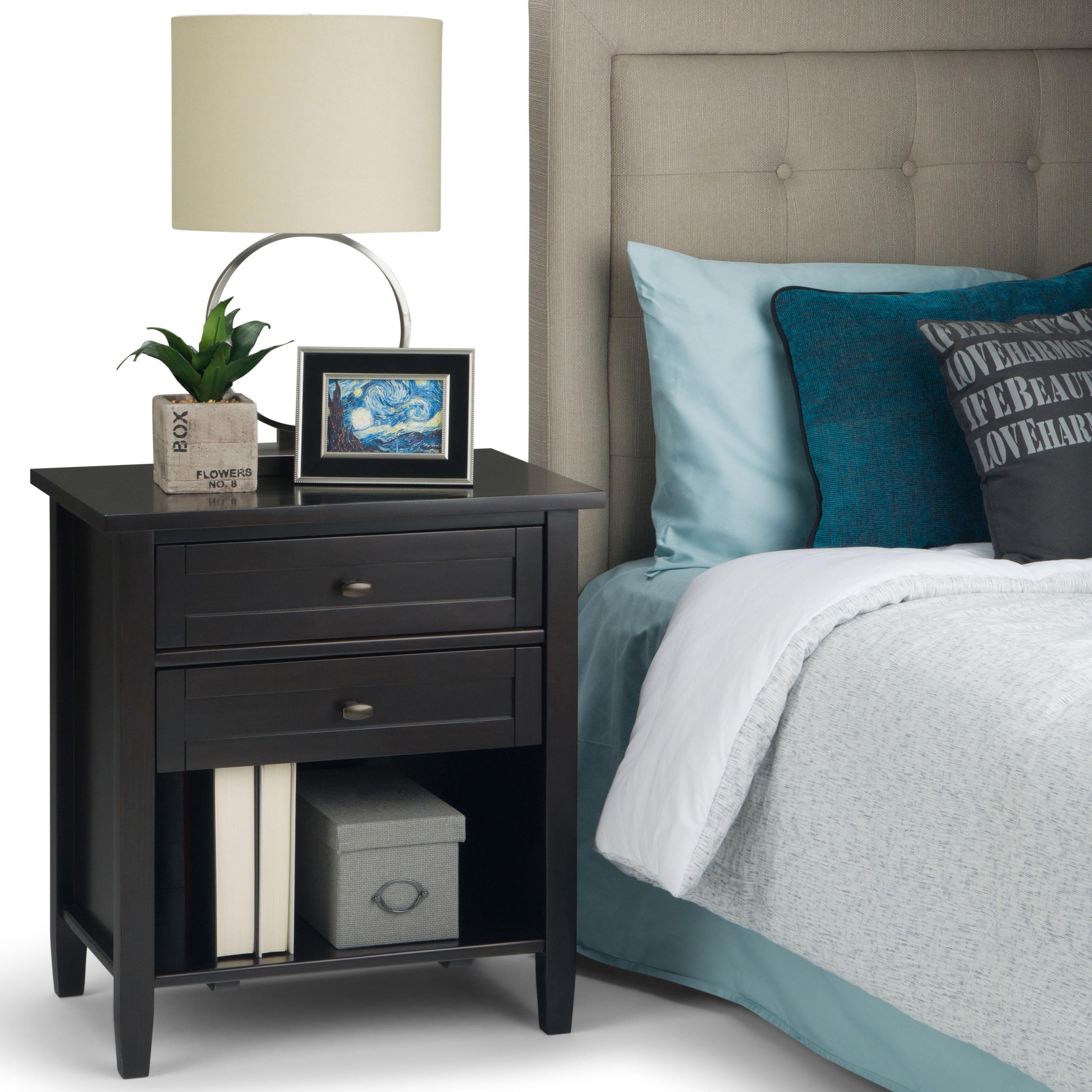 Simpli Home Warm Shaker 24"W Solid Wood Bedside Table with Two Drawers