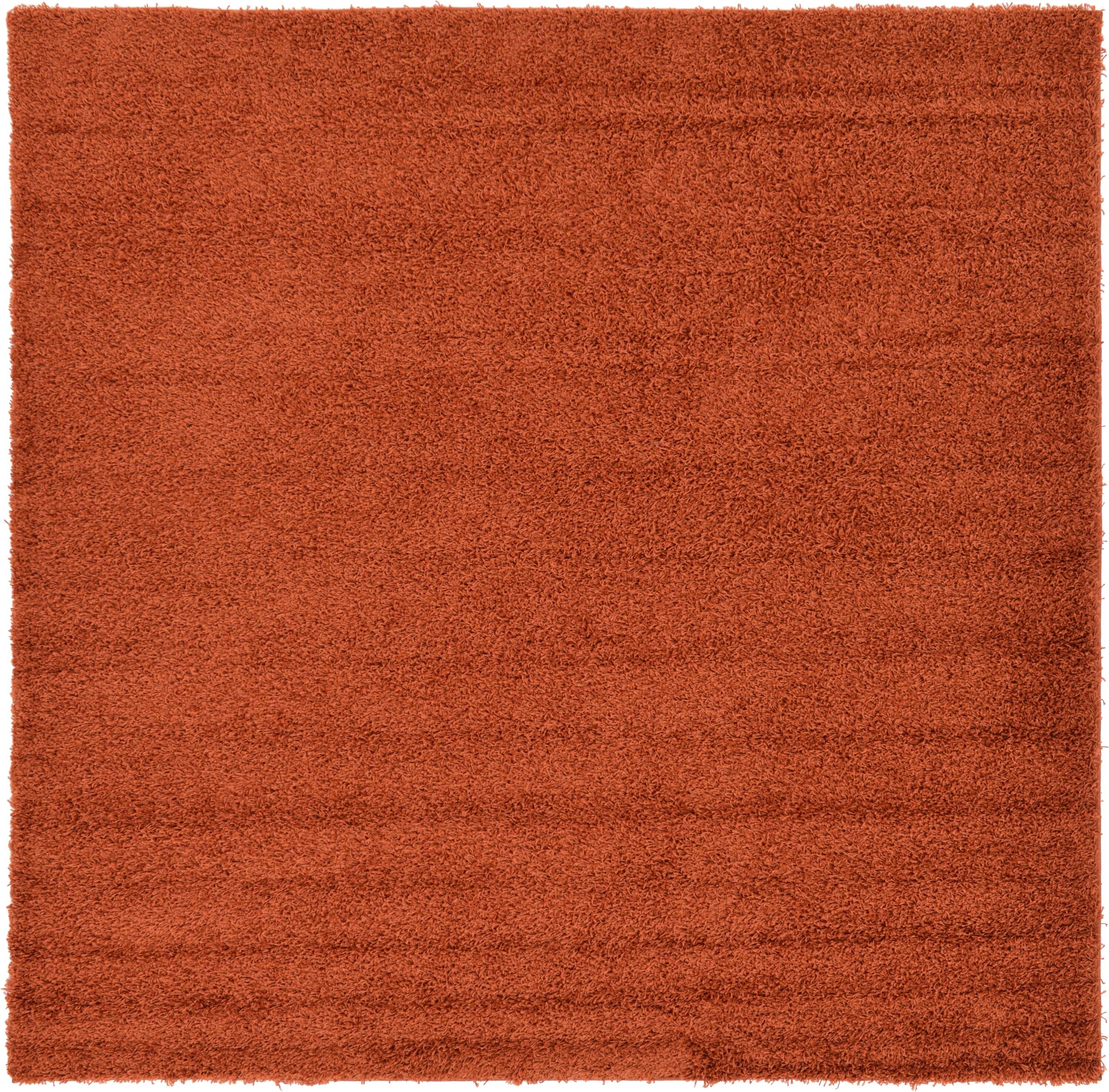 Unique Loom 8' 0 x 8' 0 Square Solid Shag Terracotta Area Rug