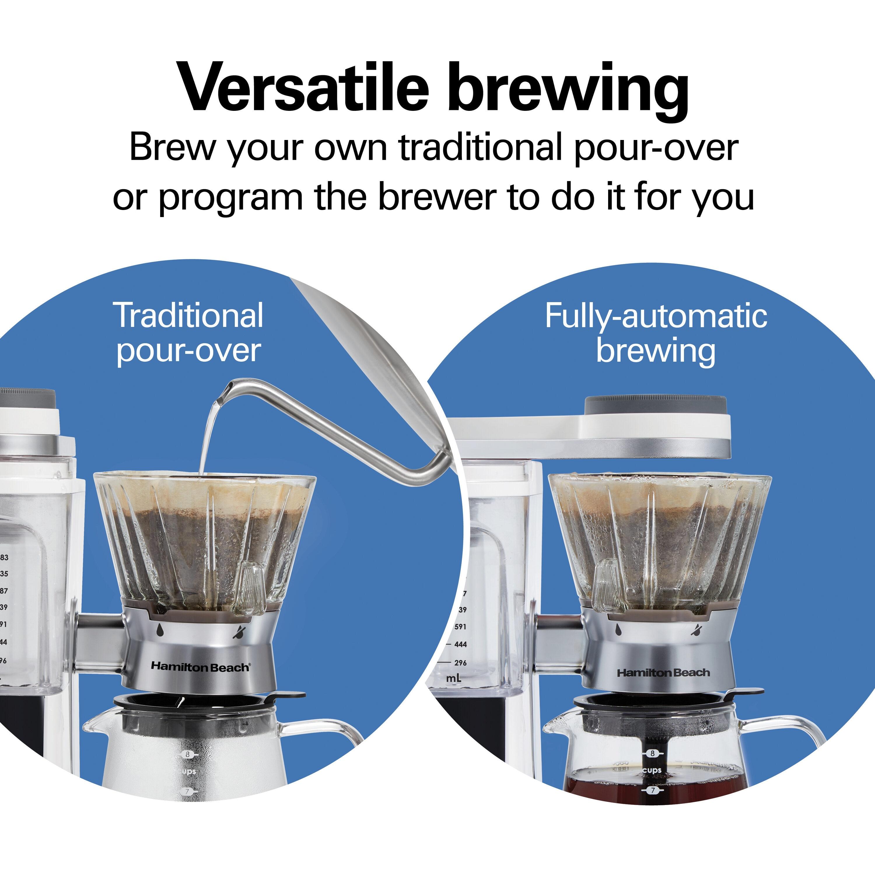 Hamilton Beach® Convenient Craft Automatic or Manual Pour-Over 8-Cup Coffee Maker with 5 Strengths and Integrated Scale