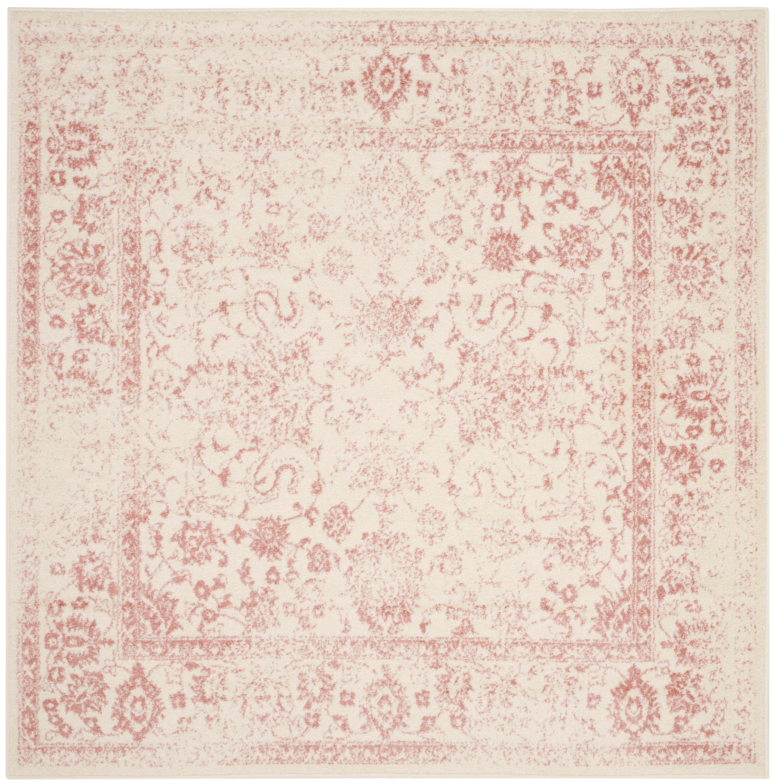 Adirondack ADR109 Machine Made Indoor Area Rug - Ivory/Rose - 5'x5' - Safavieh