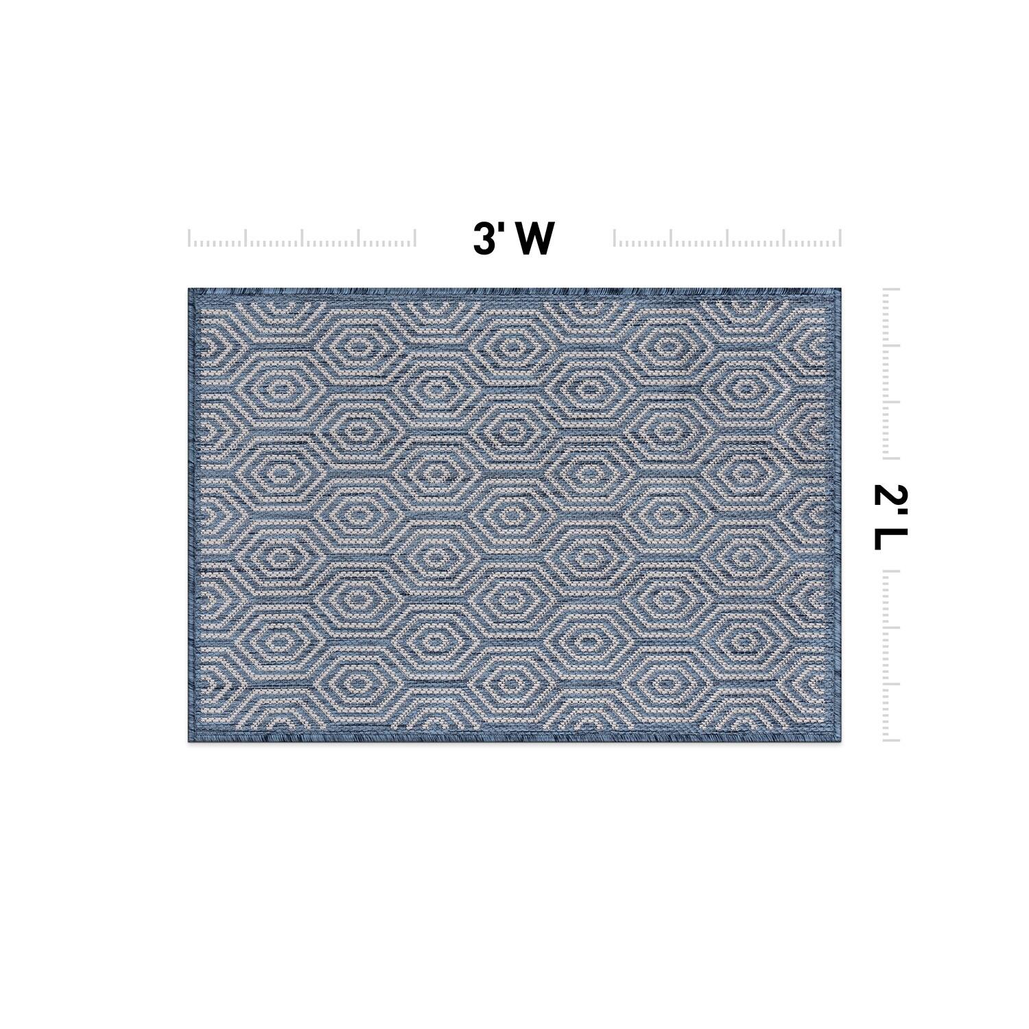World Rug Gallery Modern Geometric Textured Flat Weave Indoor/Outdoor Area Rug - BLUE 2'x3'