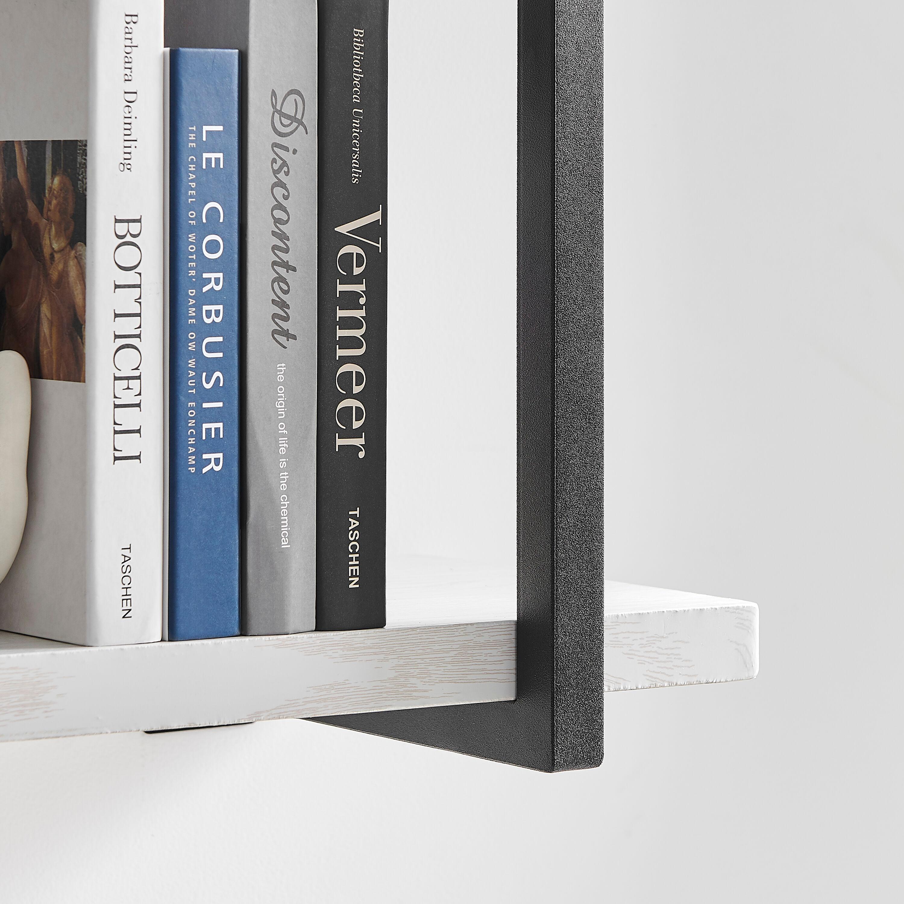 31.5" x 22.5" Modern 2 Tier Hanging Bracket Wall Shelve White Birch - Danya B.: Chic Storage, Metal MDF