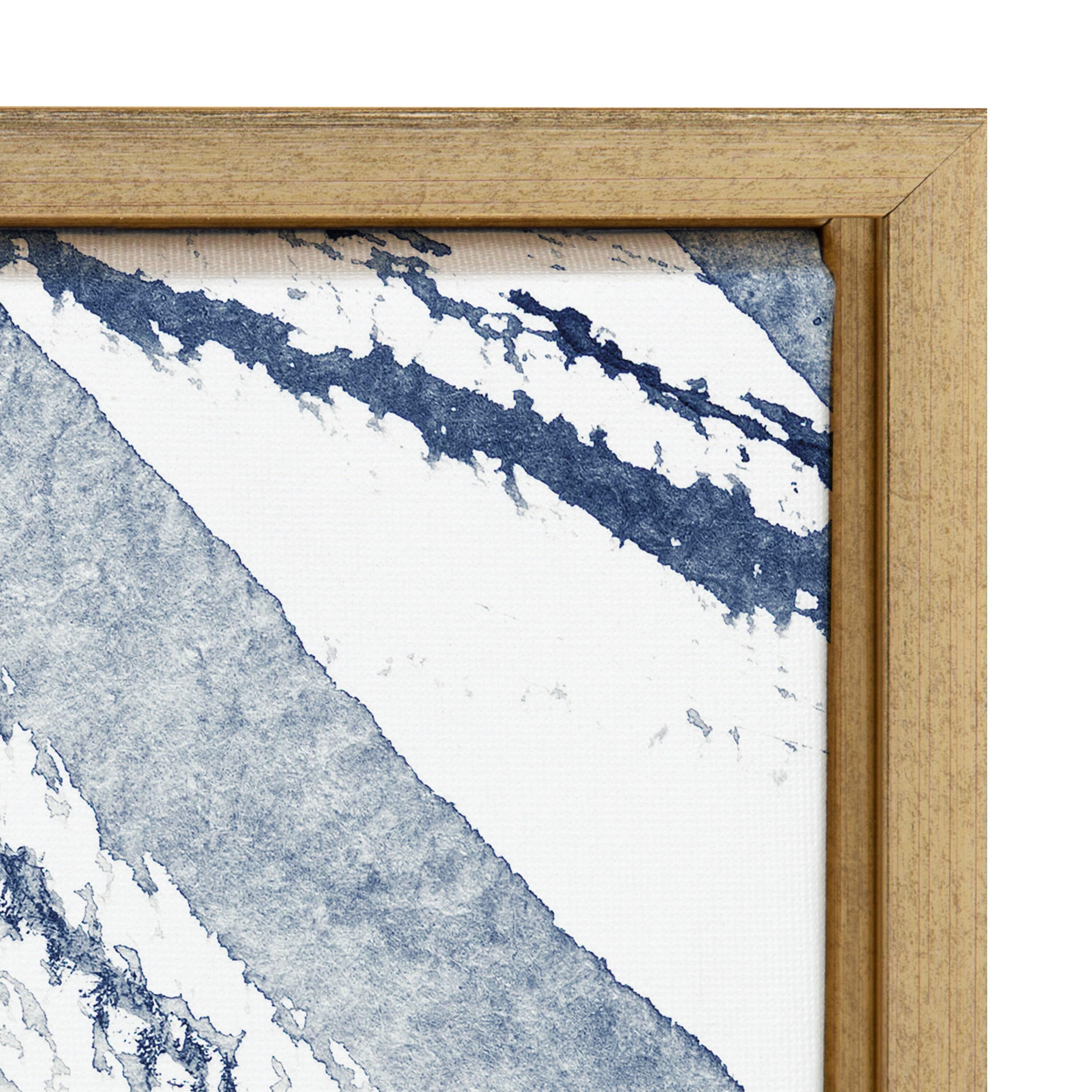 18" x 24" Sylvie Indigo Watercolor Framed Canvas by Amy Peterson Gold - Kate & Laurel All Things Decor