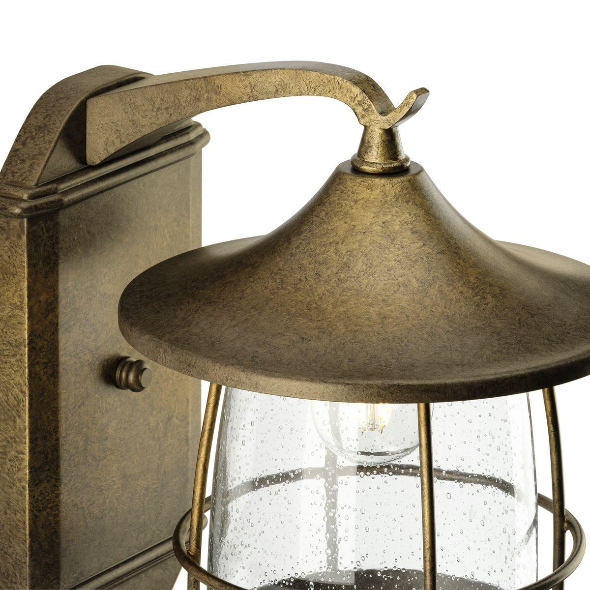 Progress Lighting Prairie 1-Light Large Wall Lantern, Burnished Chestnut, Seeded Glass