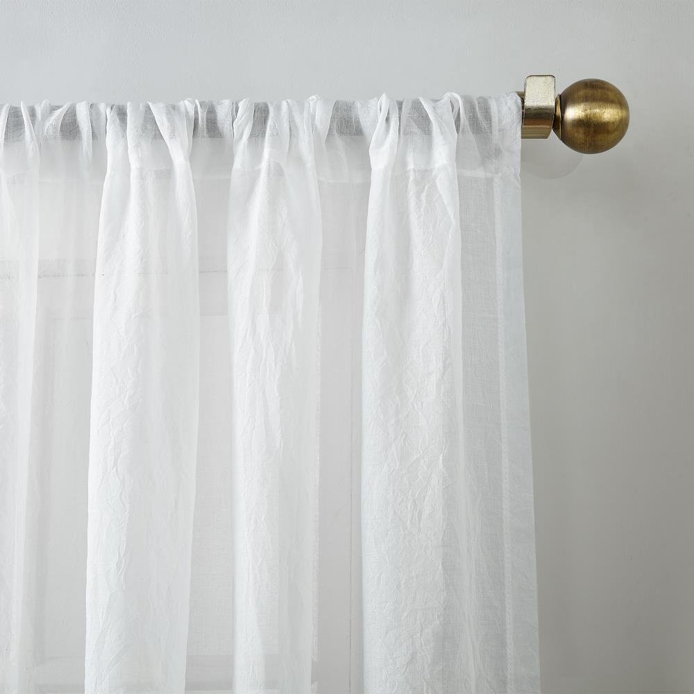 50"x95" No. 918 Sheer Avril Crushed Texture Rod Pocket Curtain Panel White: Light Filtering, Polyester, Machine Washable