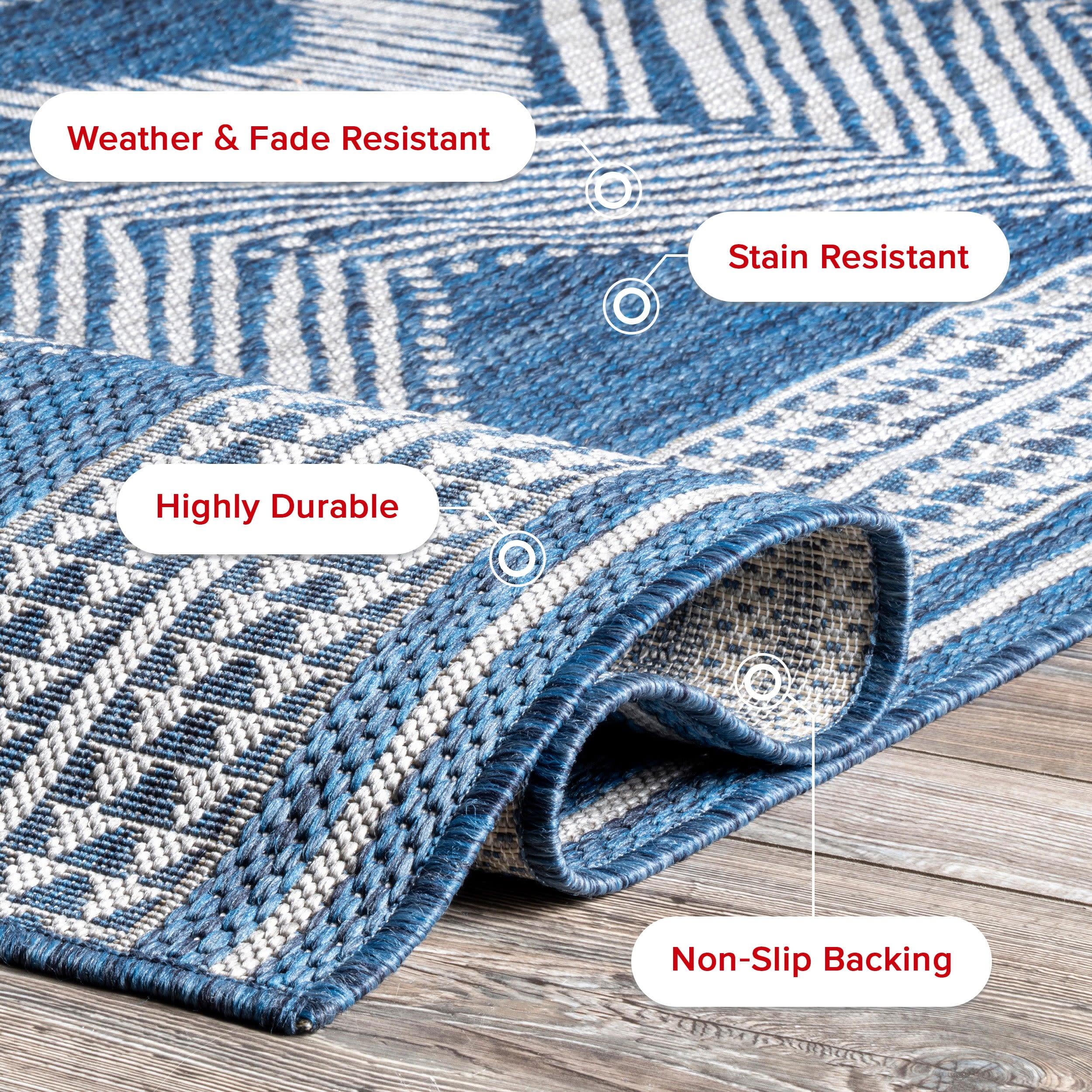 nuLOOM Ranya Tribal Indoor/Outdoor Blue 9' 6" x 12' Casual Area Rug