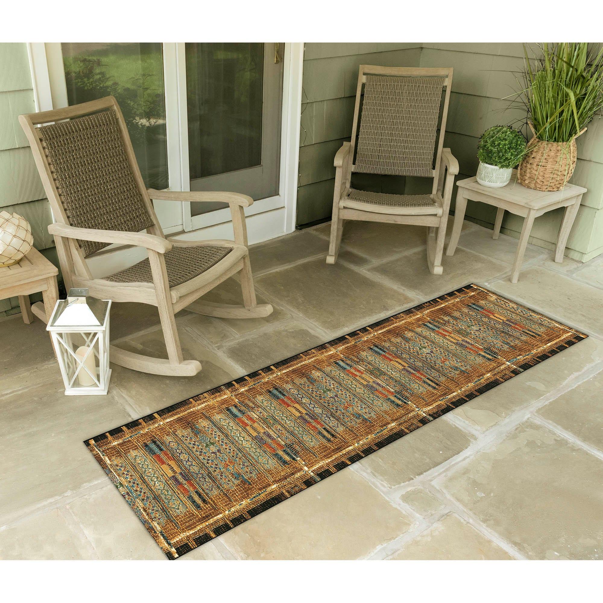 Liora Manne Marina Stripe Indoor/Outdoor Rug Gold 1'11" x 7'6"