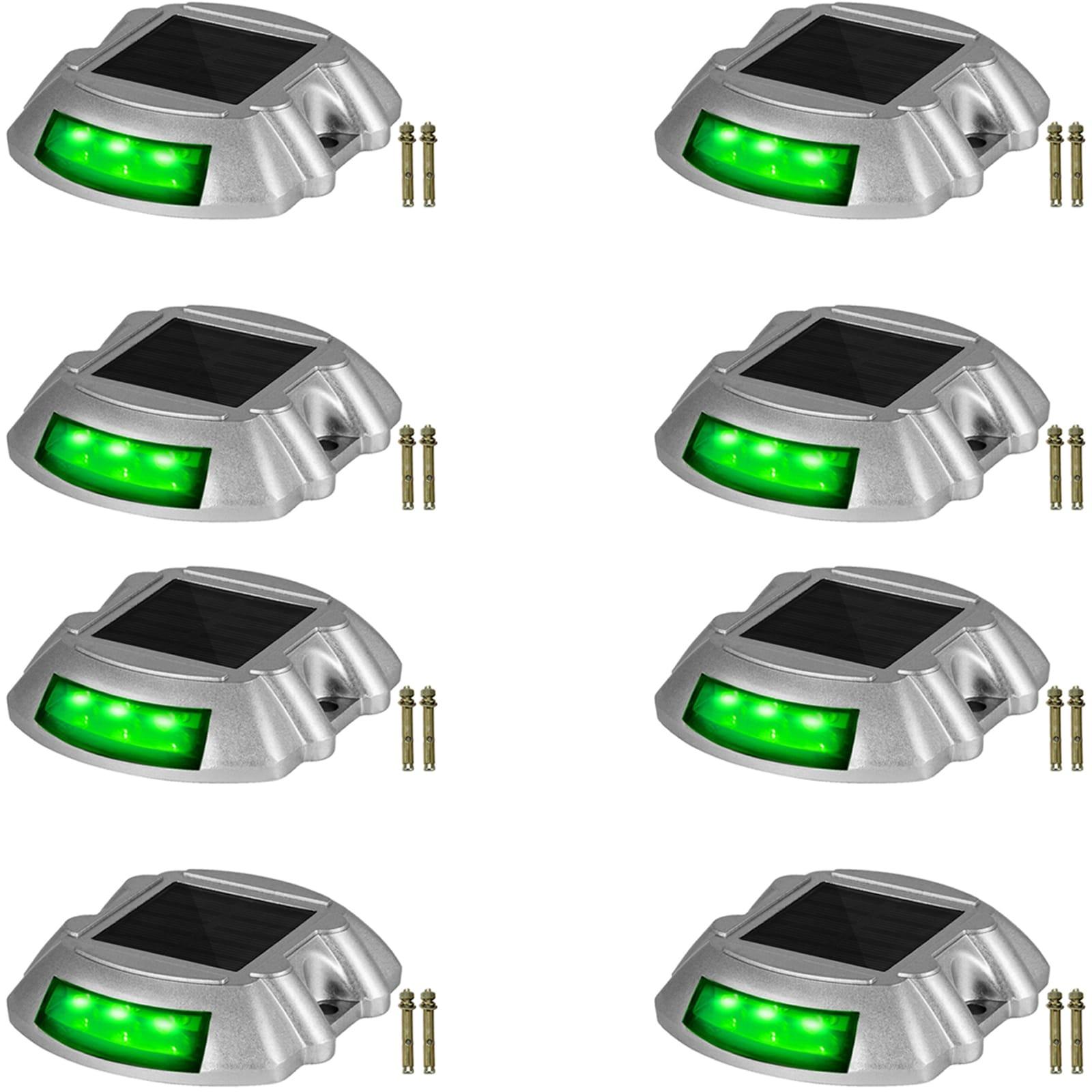 Happybuy Solar Driveway Lights - 8 Pack with Switch Button, Wireless Deck Lights - 6 LEDs for Path, Garden, Walkway & Sidewalk - Bright Green
