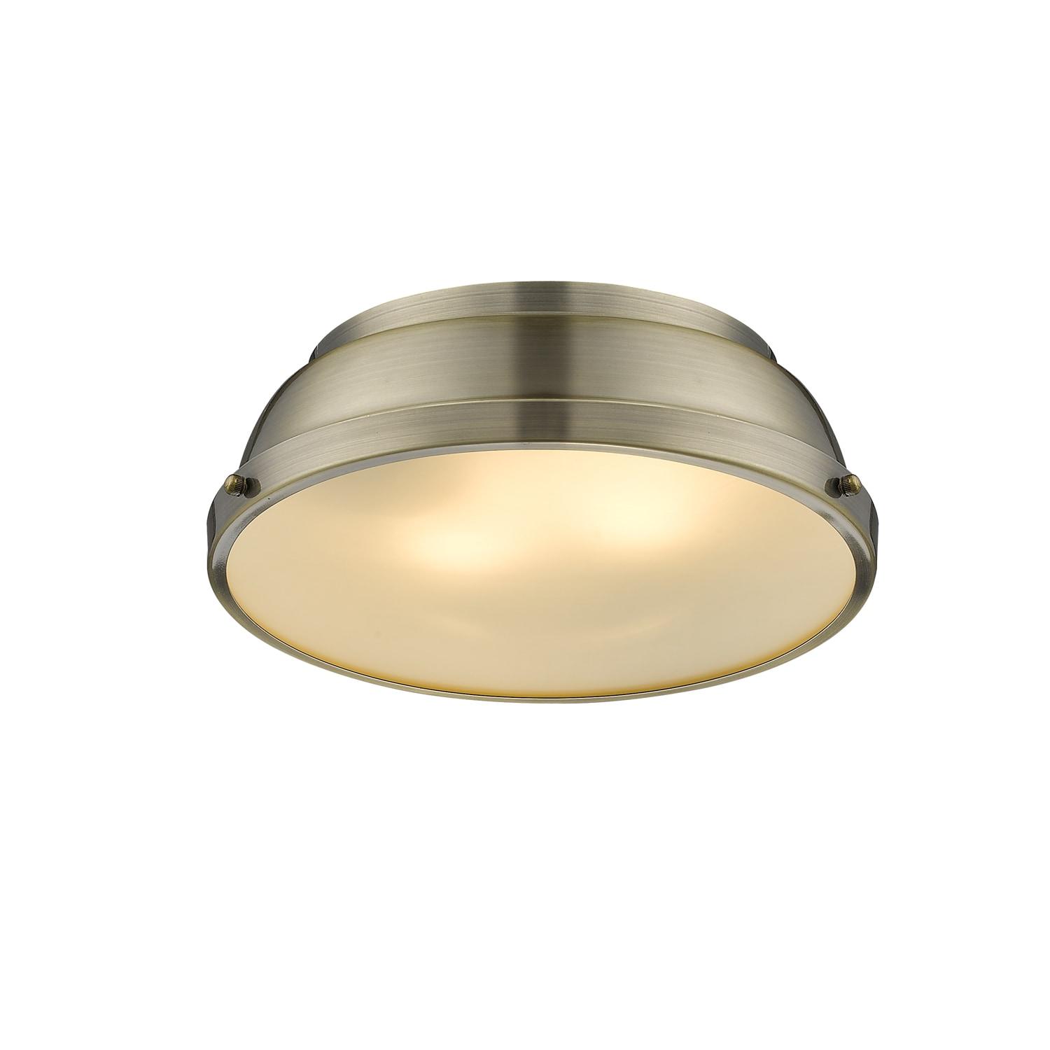 Golden Lighting Duncan 2-Light Flush Mount in Aged Brass with Aged Brass