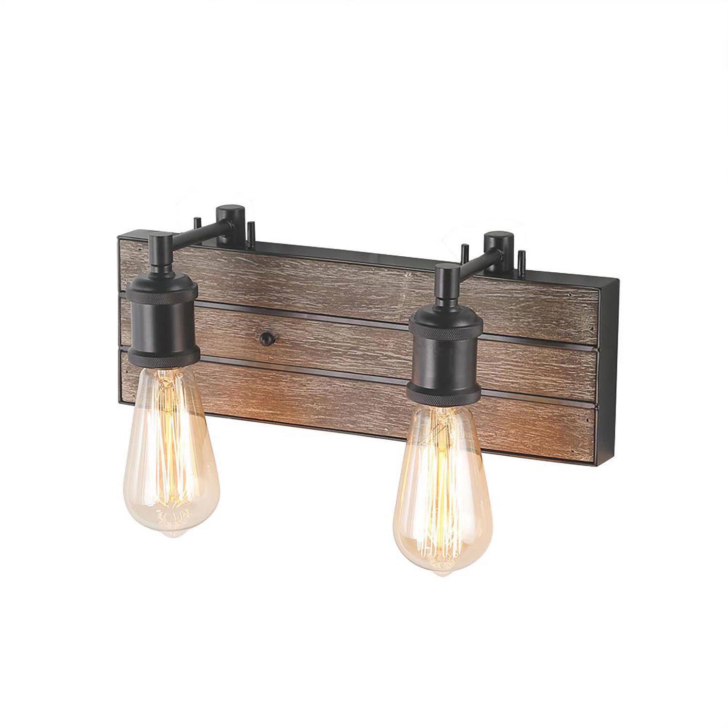 LNC 2-Light Vanity Lights Rustic Wall Sconces Wood Indoor Wall Lights