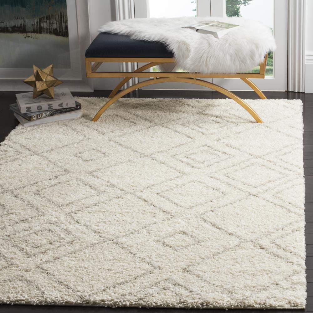Arizona Shag ASG744 Power Loomed Indoor Area Rug - Ivory/Beige - 6'7"x6'7" - Safavieh