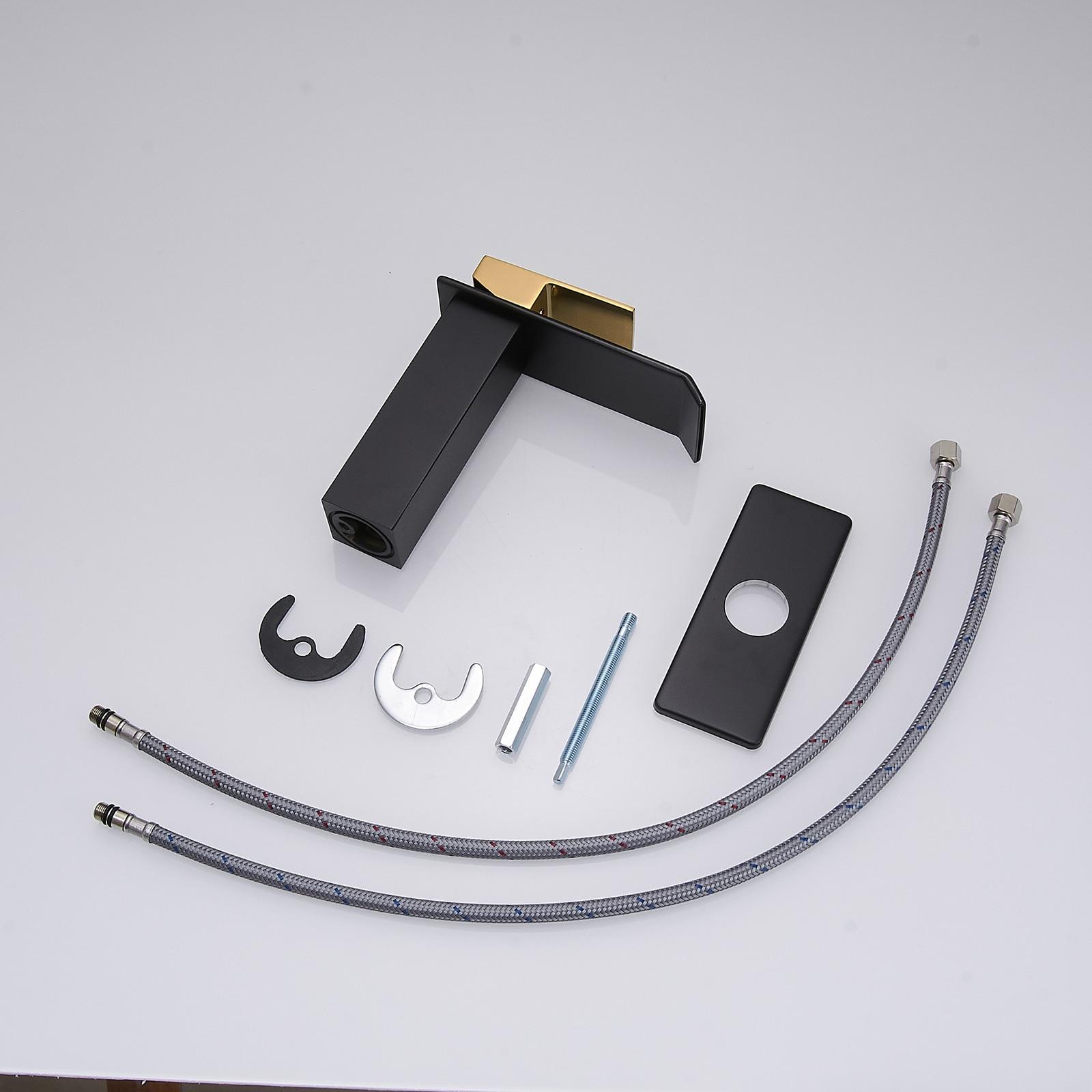 BWE Waterfall Single Hole Single-Handle Low-Arc Bathroom Faucet With Pop-up Drain Assembly