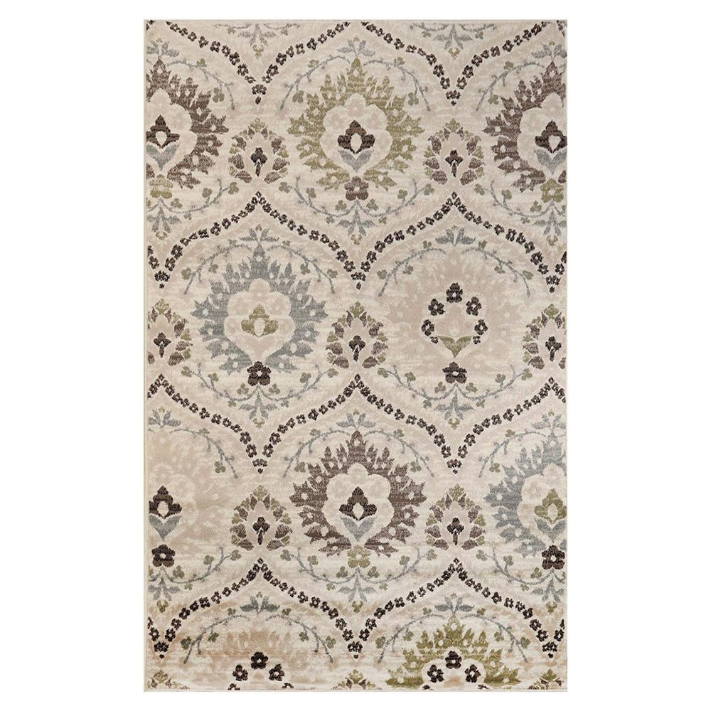 Superior Oriental Vintage Floral Damask Power-loom Indoor Area Rug, 8'x10', Beige-Brown