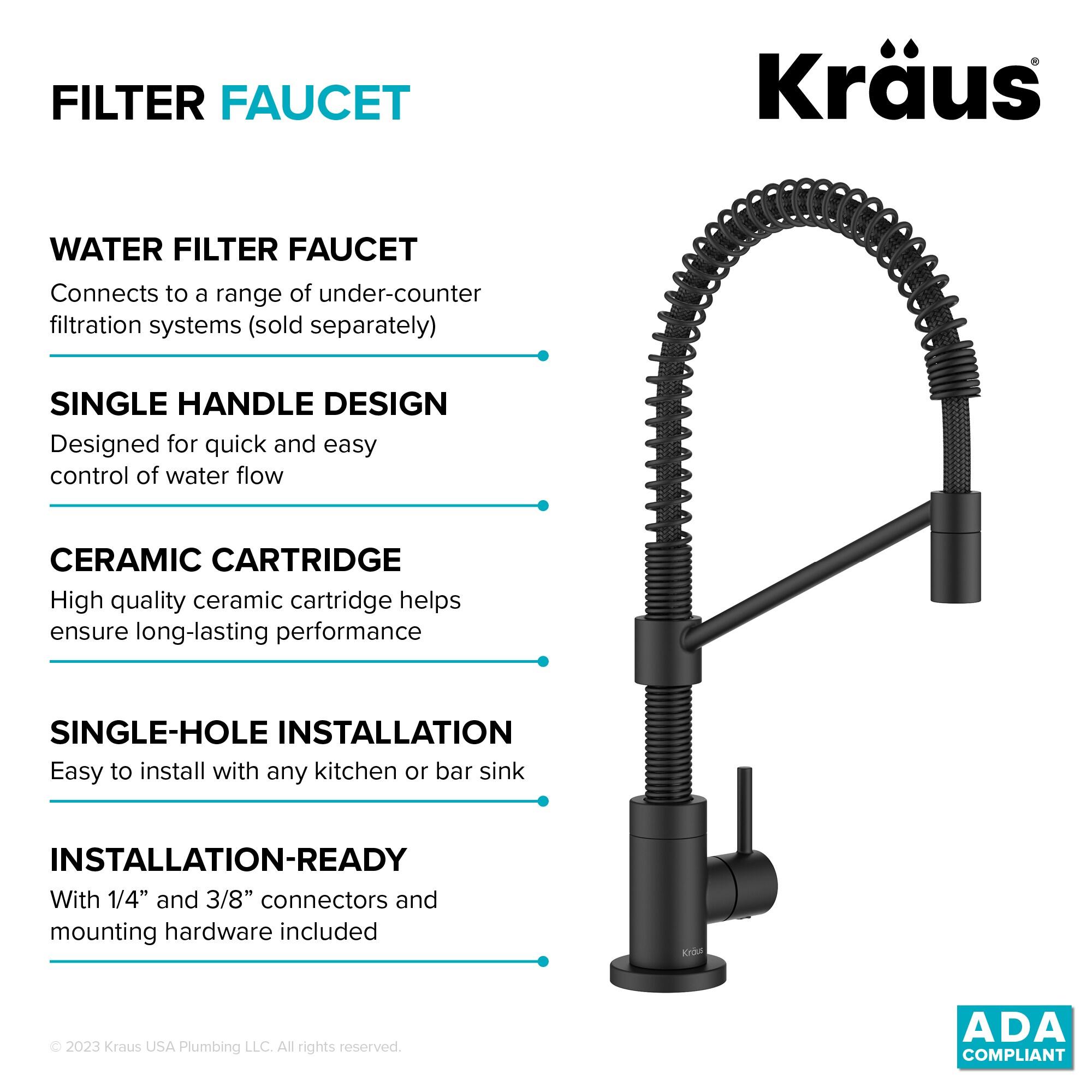 KRAUS Bolden Commercial Style 2-Function Single Handle Pull Down Kitchen Faucet