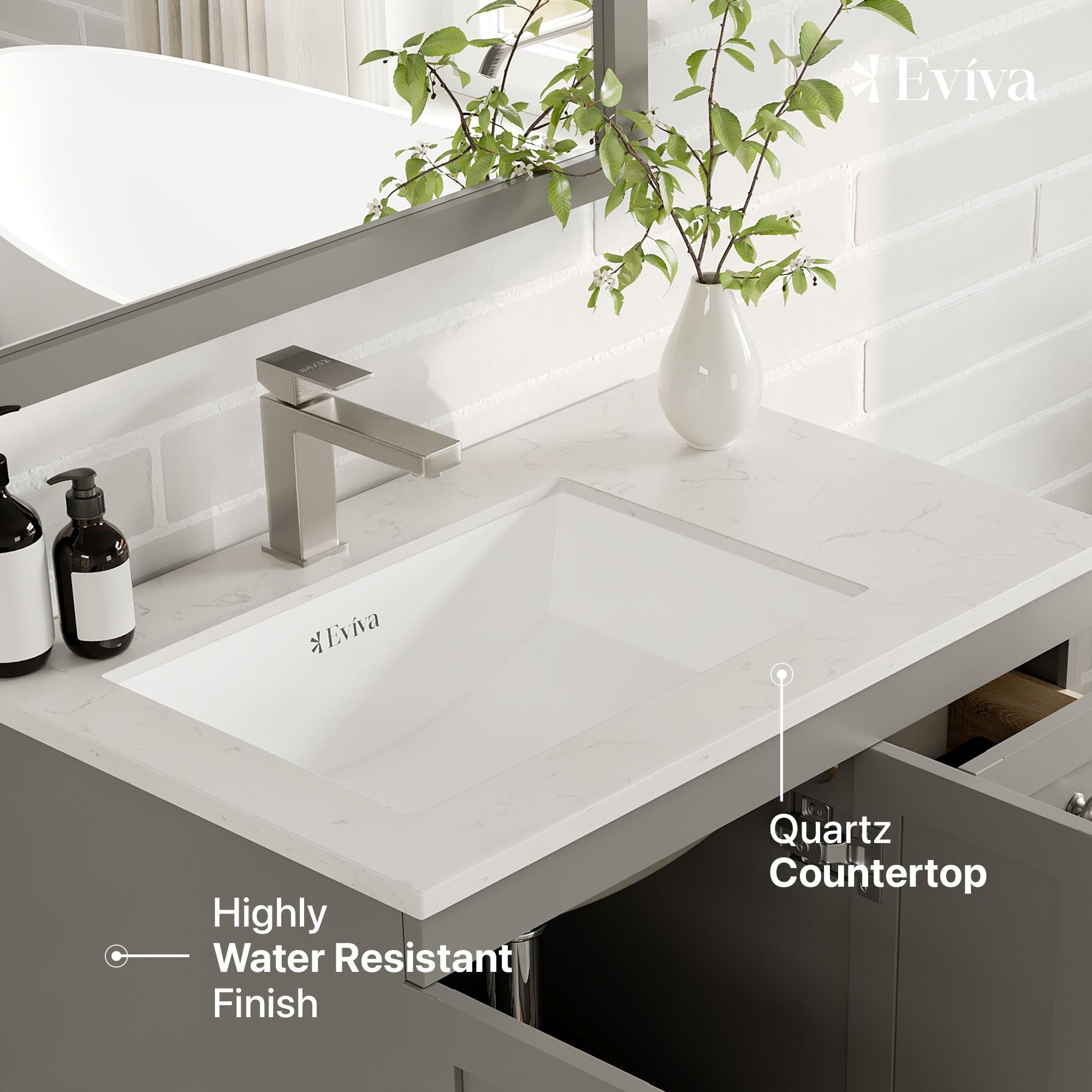 Eviva Happy 30" x 18" Transitional Gray Bathroom Vanity with White Carrara Marble Countertop