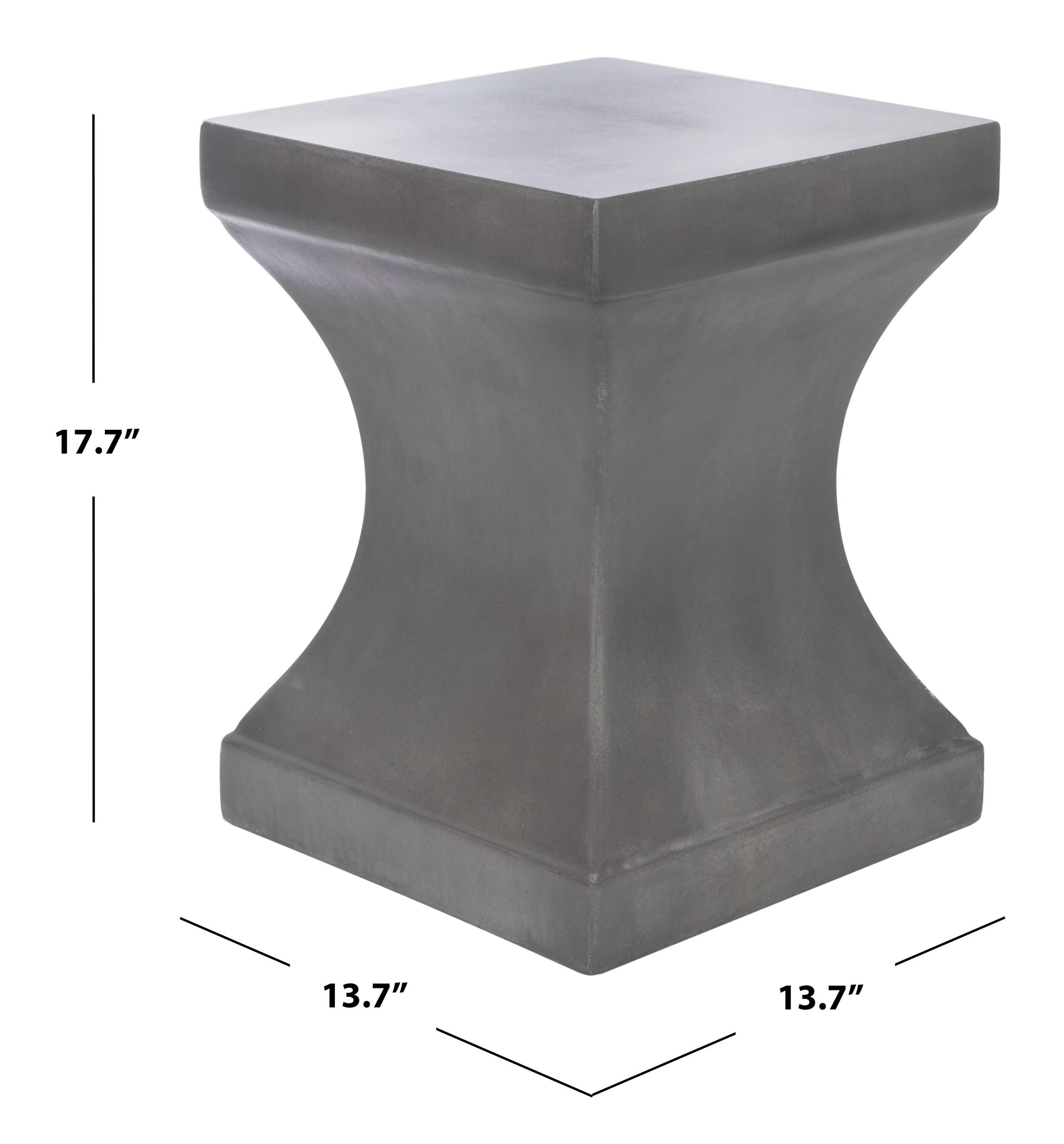 Curby Concrete Indoor/Outdoor Accent Stool - Dark Grey - Safavieh