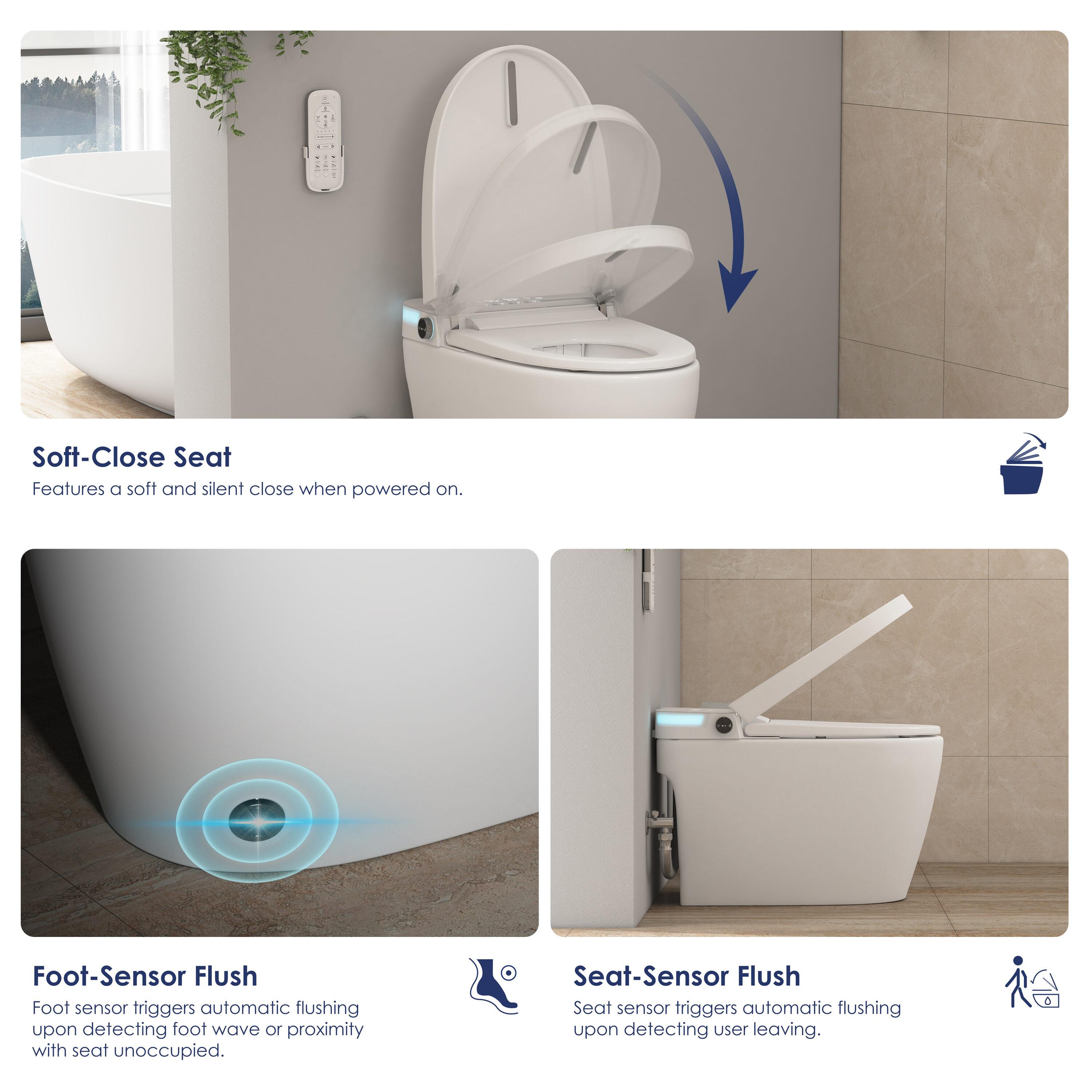 Eridanus White Vitreous China Smart Bidet Toilet with Heated Seat and Remote Control