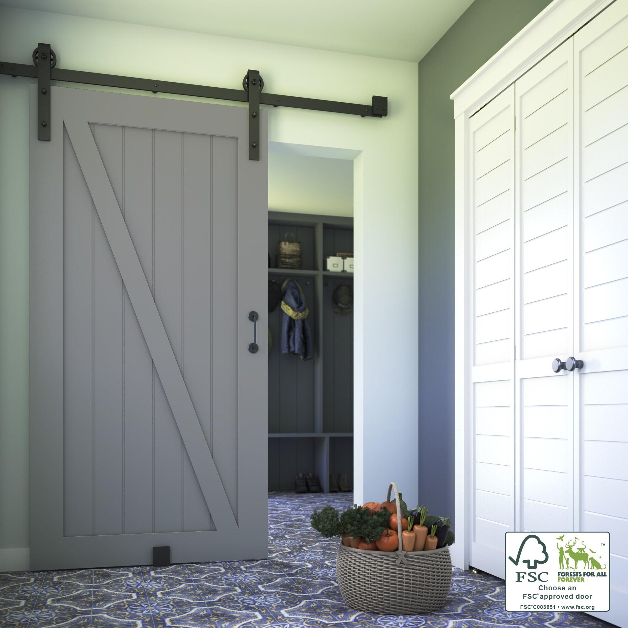 36 in. x 84 in. Z-Shape Solid Core Grey Finished Interior Barn Door Slab