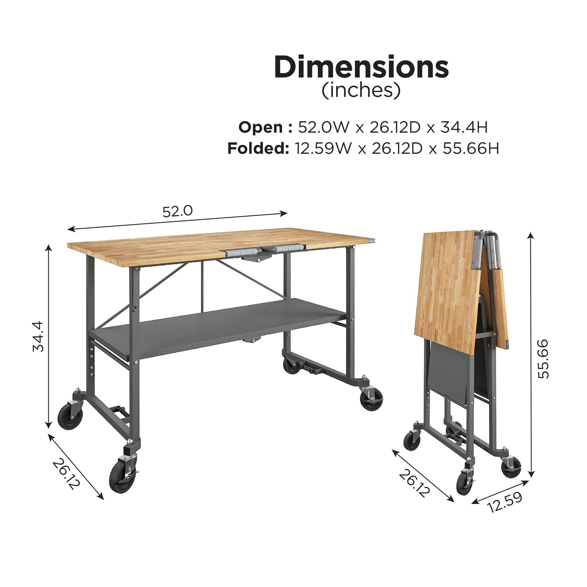 COSCO SmartFold Portable Workbench / Folding Utility Table (Gray Steel Frame)