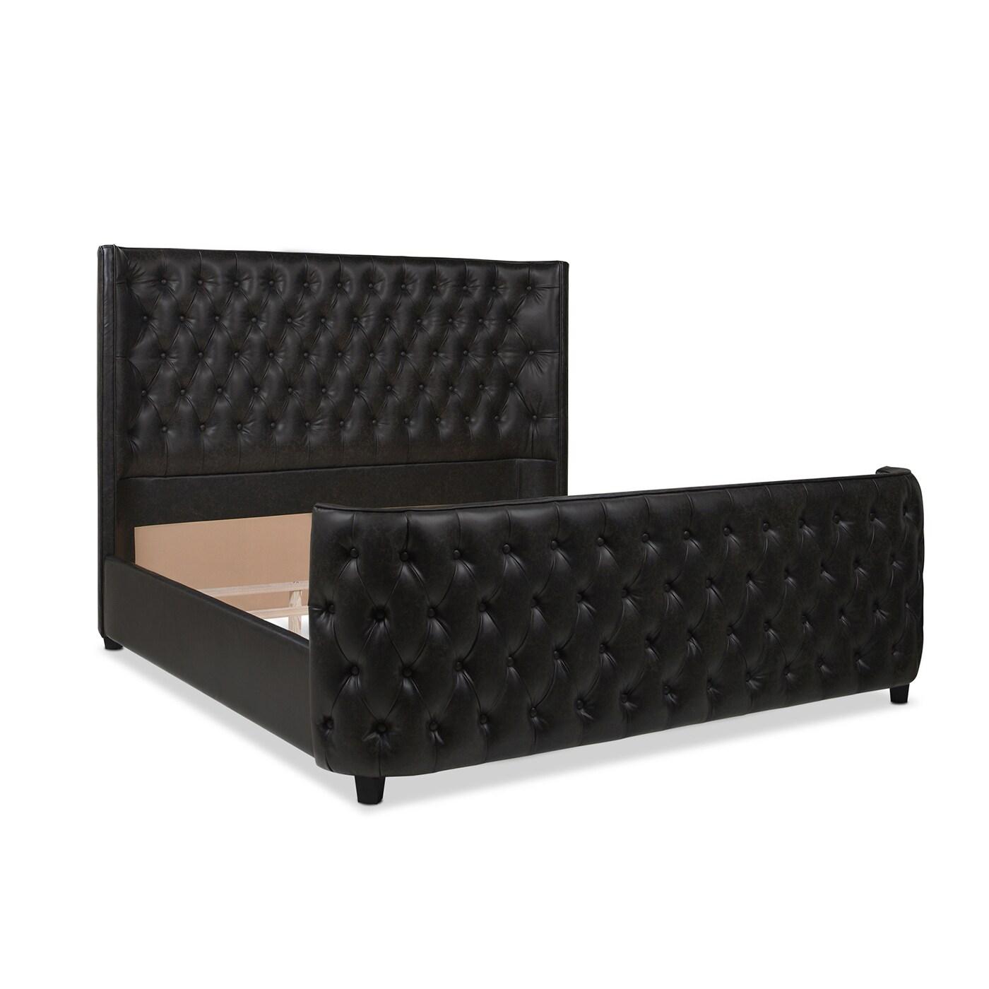 Brooklyn King-Size Luxe Wood Frame Upholstered Bed with Tufted Nailhead Trim