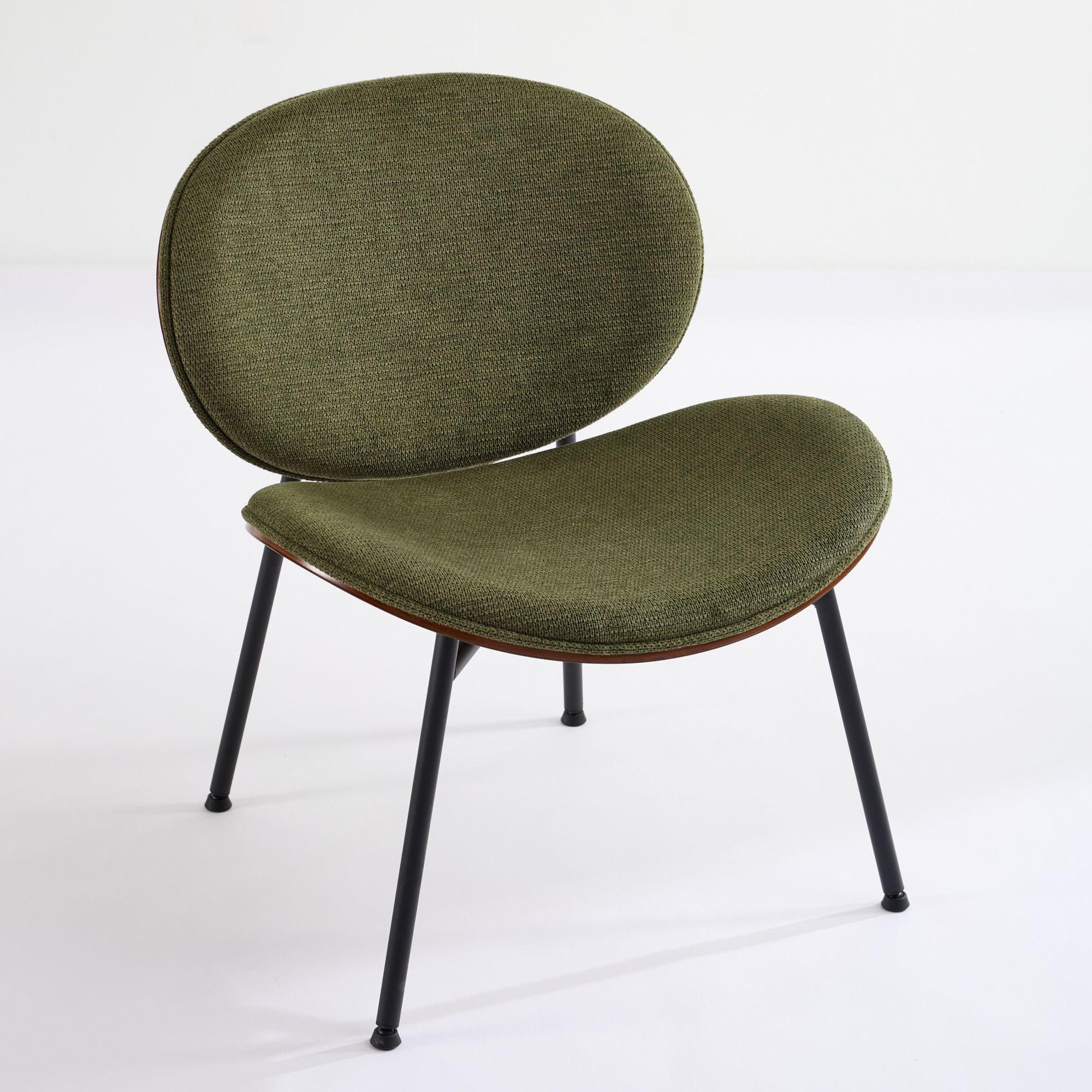 Farm on table Mid-Century Modern Chair Single Side Chair Tripod,bean paste pink fabric Lounge Chair in Walnut Finish Comfortable Backrest,Bean Paste Red color,SW1871PR