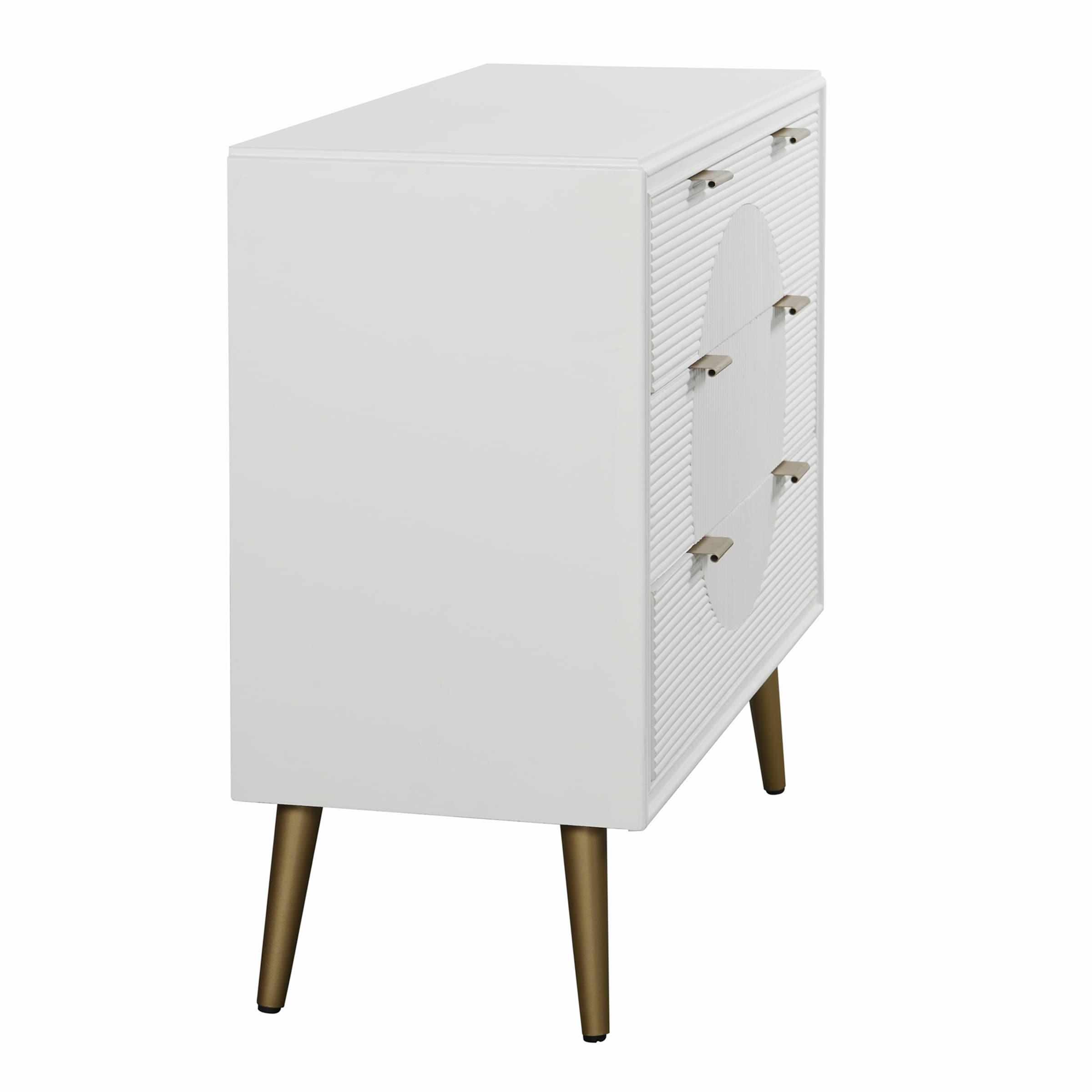 StyleCraft Milo 3 Drawer Chest White/Copper: MDF Baby Dresser, Painted Finish, No Tools Assembly