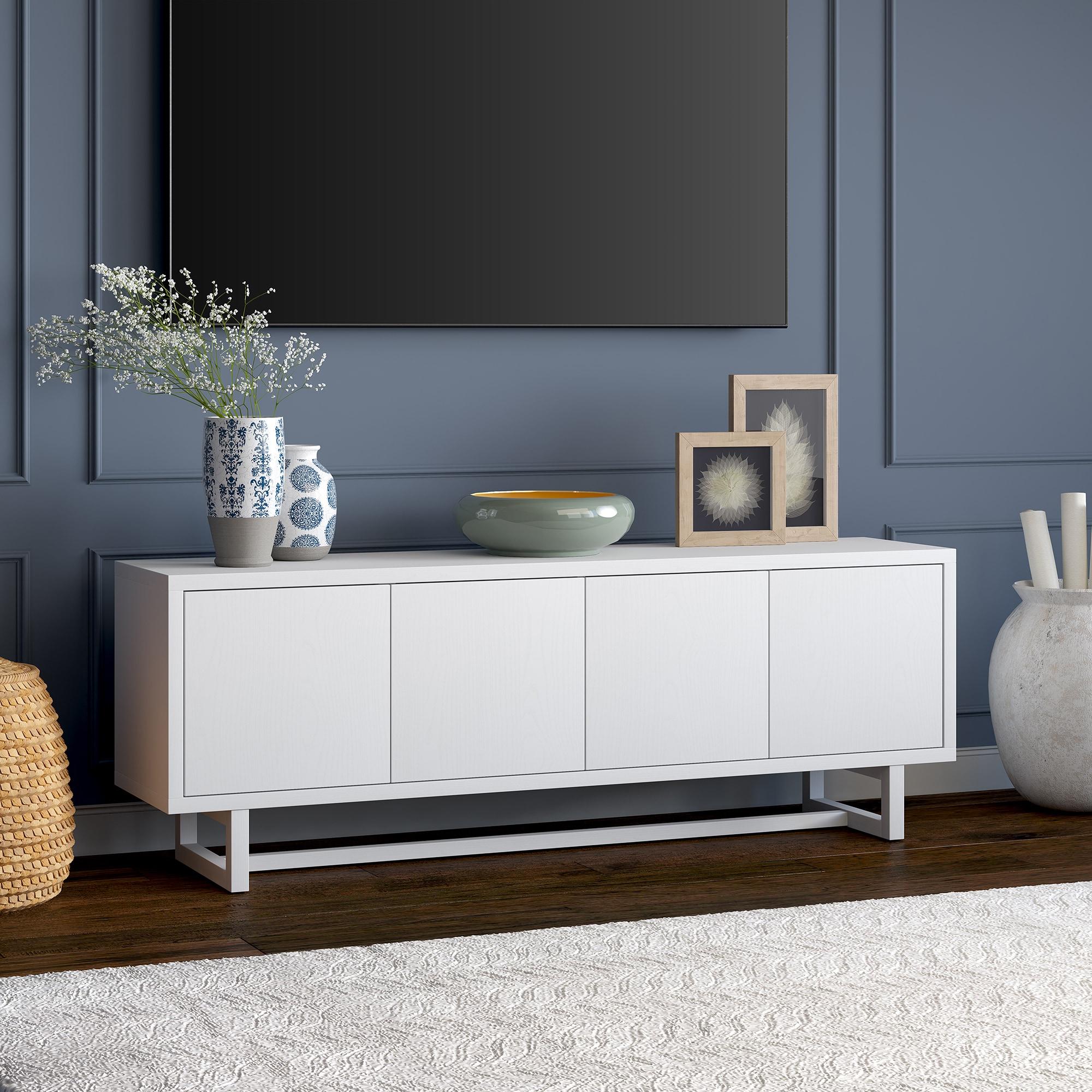Evelyn&Zoe Cutler Rectangular TV Stand for TV's up to 75", White