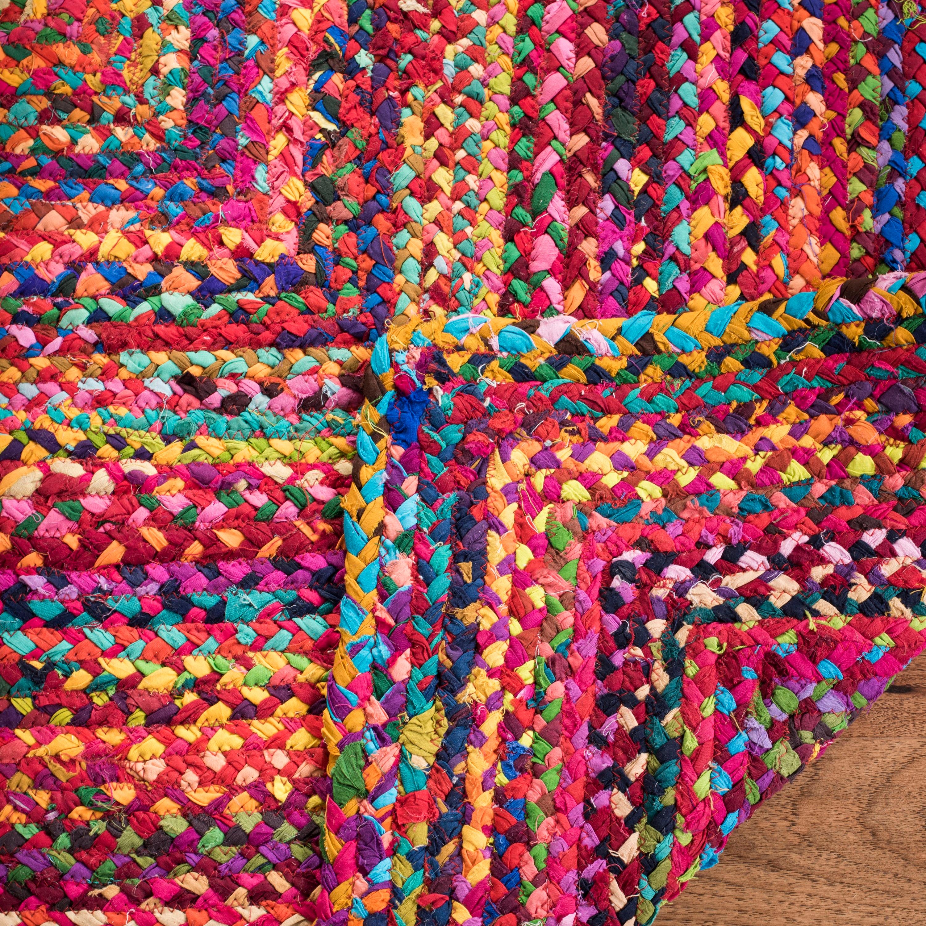 Braided BRD210 Hand Woven Runner Rug - Red/Multi - 2'3"x12' - Safavieh.