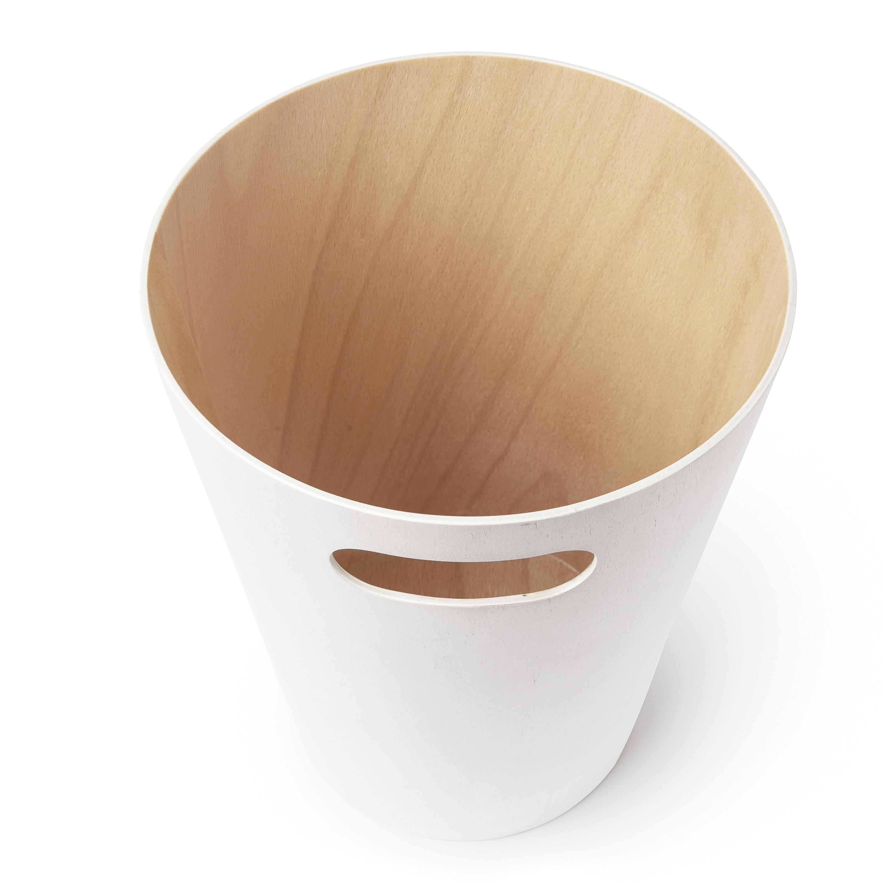 Umbra 2gal Woodrow Indoor Trash Can White: Small Bathroom & Bedroom Garbage Can, Plywood, Open Top, Spot Clean