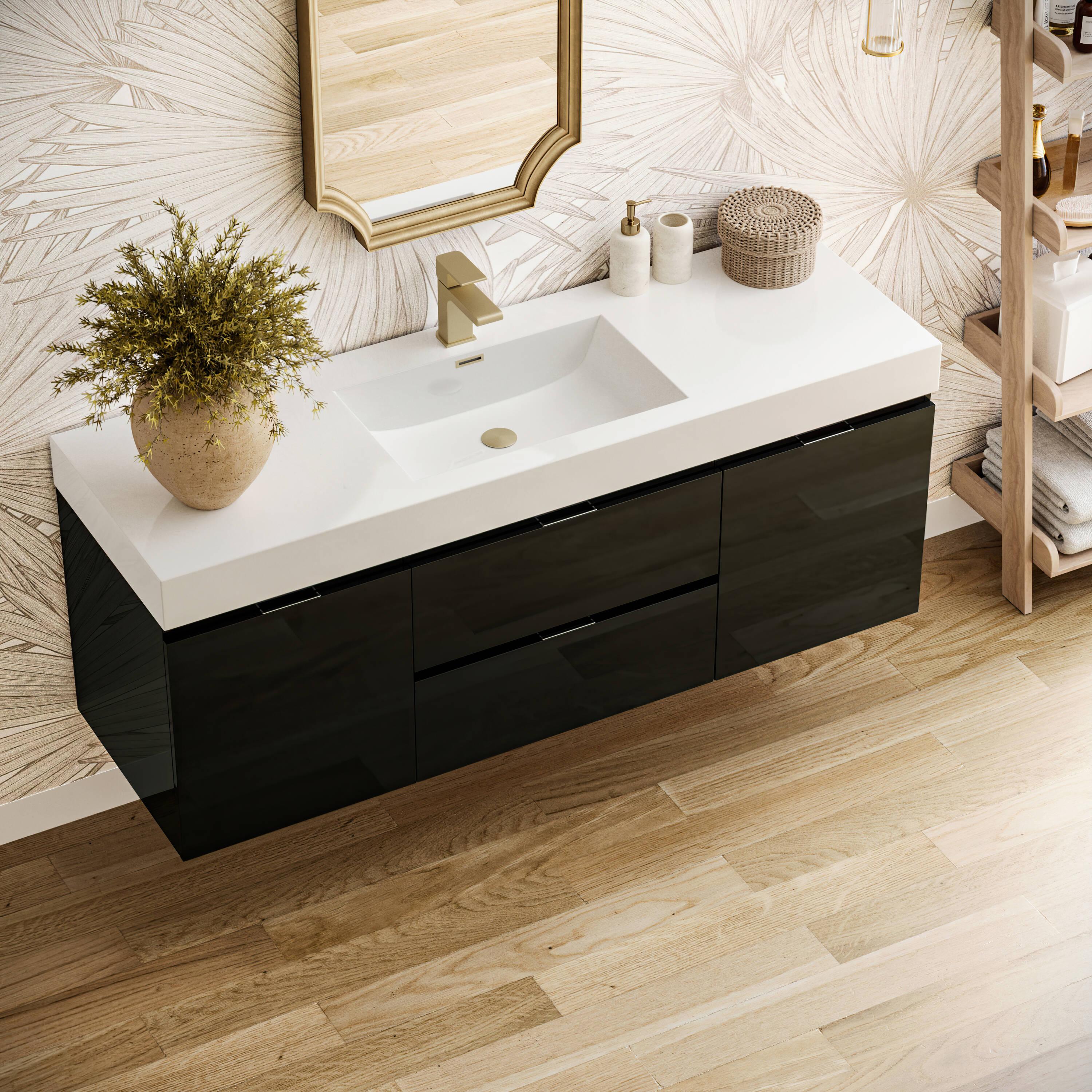 Valencia 60" Wall Mount Single Sink Bathroom Vanity with Top and Sink (Faucet Not Included)