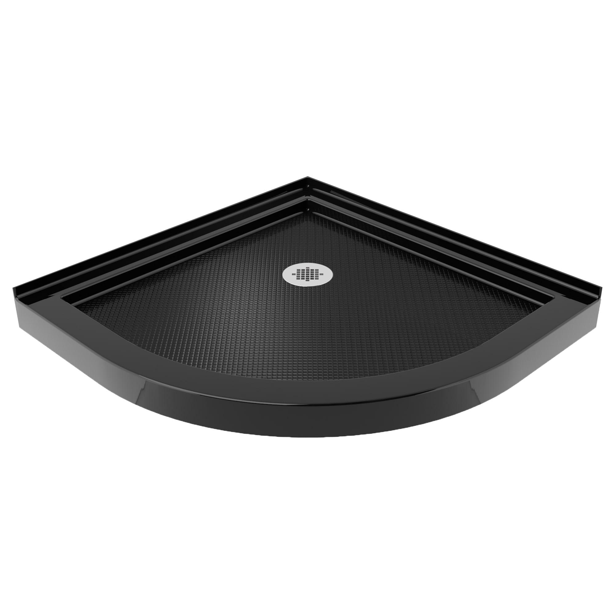 Prime 33" W x 33" D x 74.75" H Semi-Frameless Round Sliding Shower Enclosure with Fixed Panel and Base Included