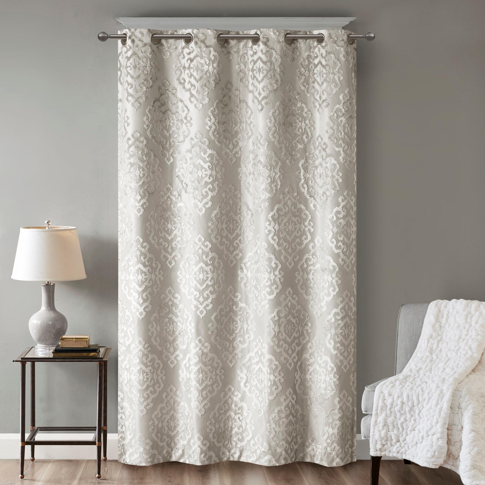 Gray Polyester Blackout Grommet Top Curtain Panel